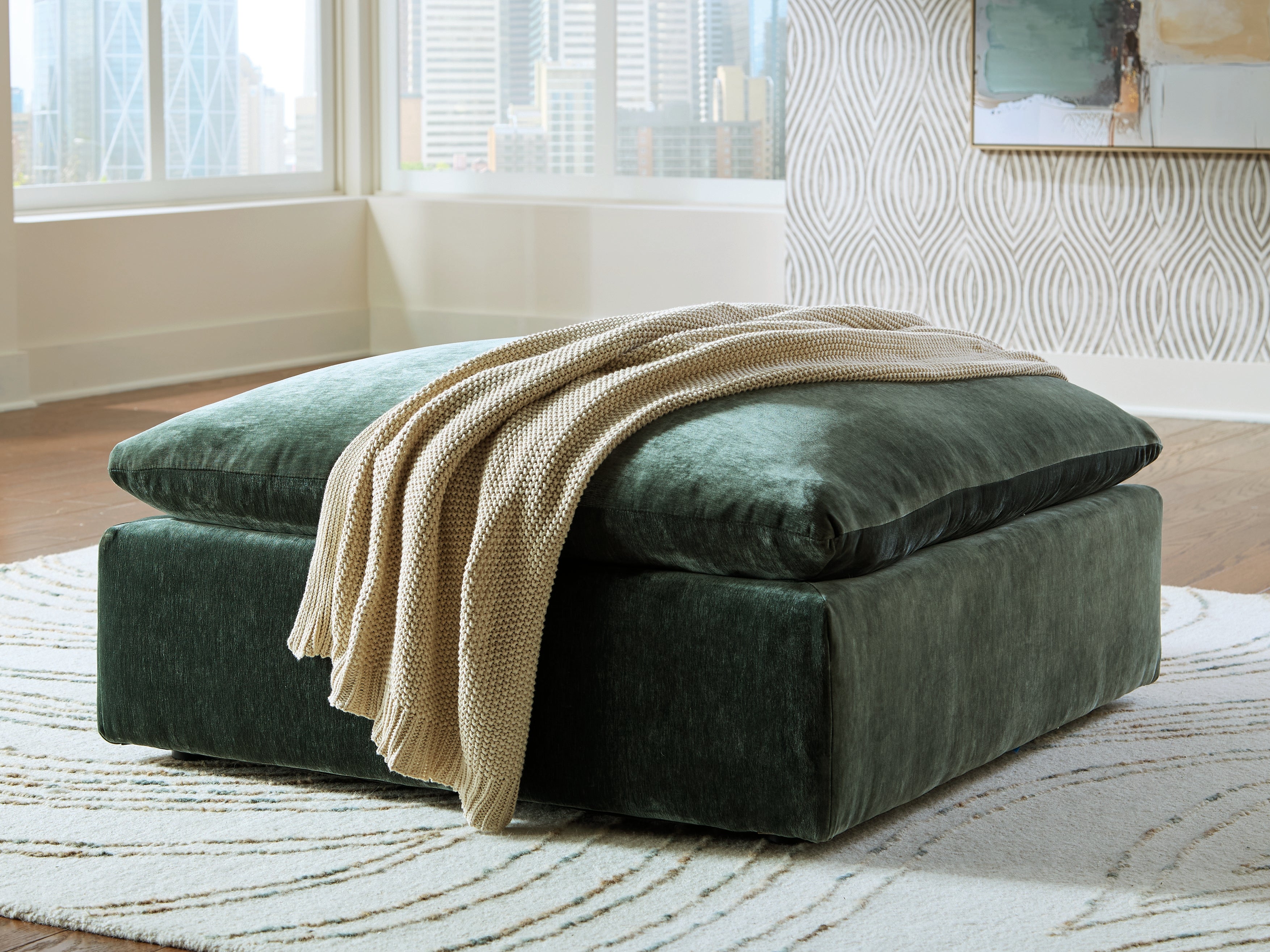 3 Brothers Decor - Ashley Furniture - Carriage View Living Room - Oversized Accent Ottoman / Jade - 7800108
