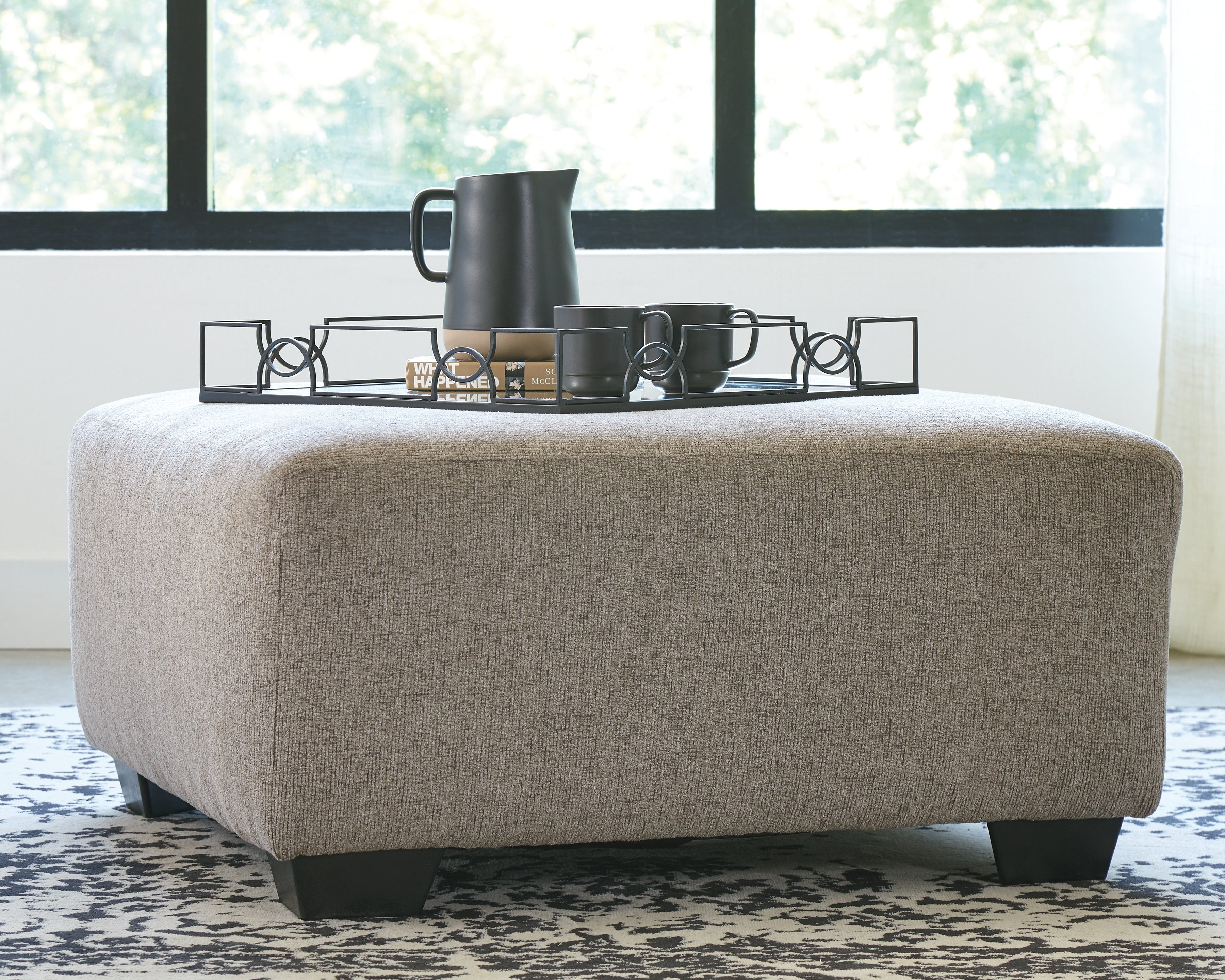 3 Brothers Decor - Ashley Furniture - Ballinasloe Living Room - Oversized Accent Ottoman / Platinum - 8070208