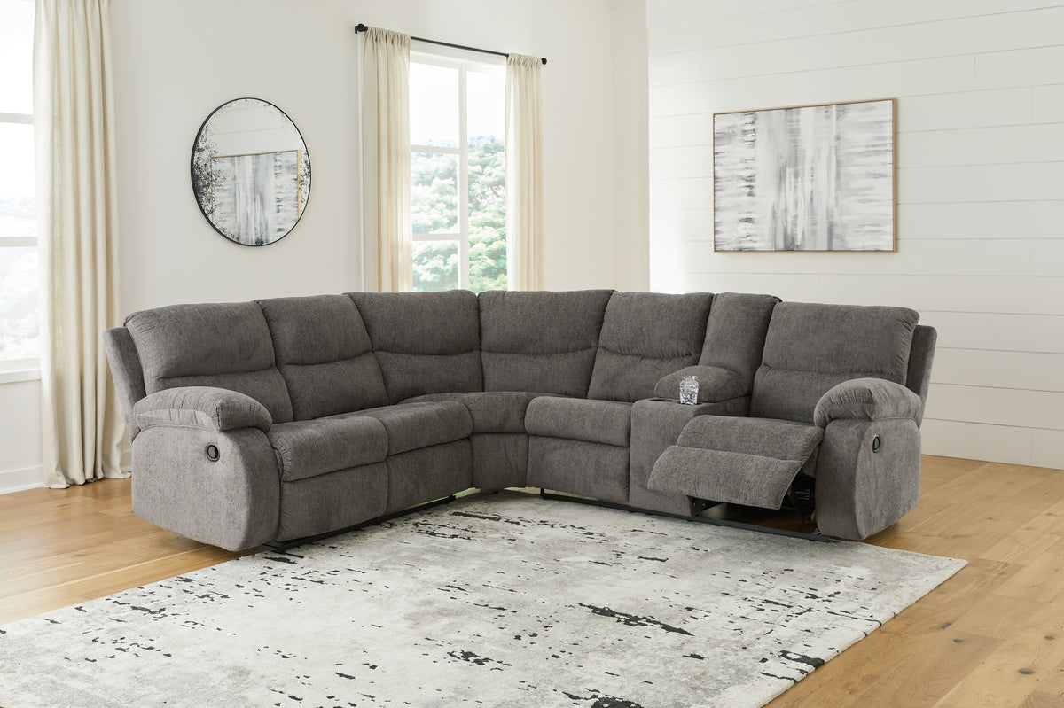 3 Brothers Decor - Ashley Furniture - Museum Sectional - 2-Piece Reclining Sectional / Pewter - 81807S1