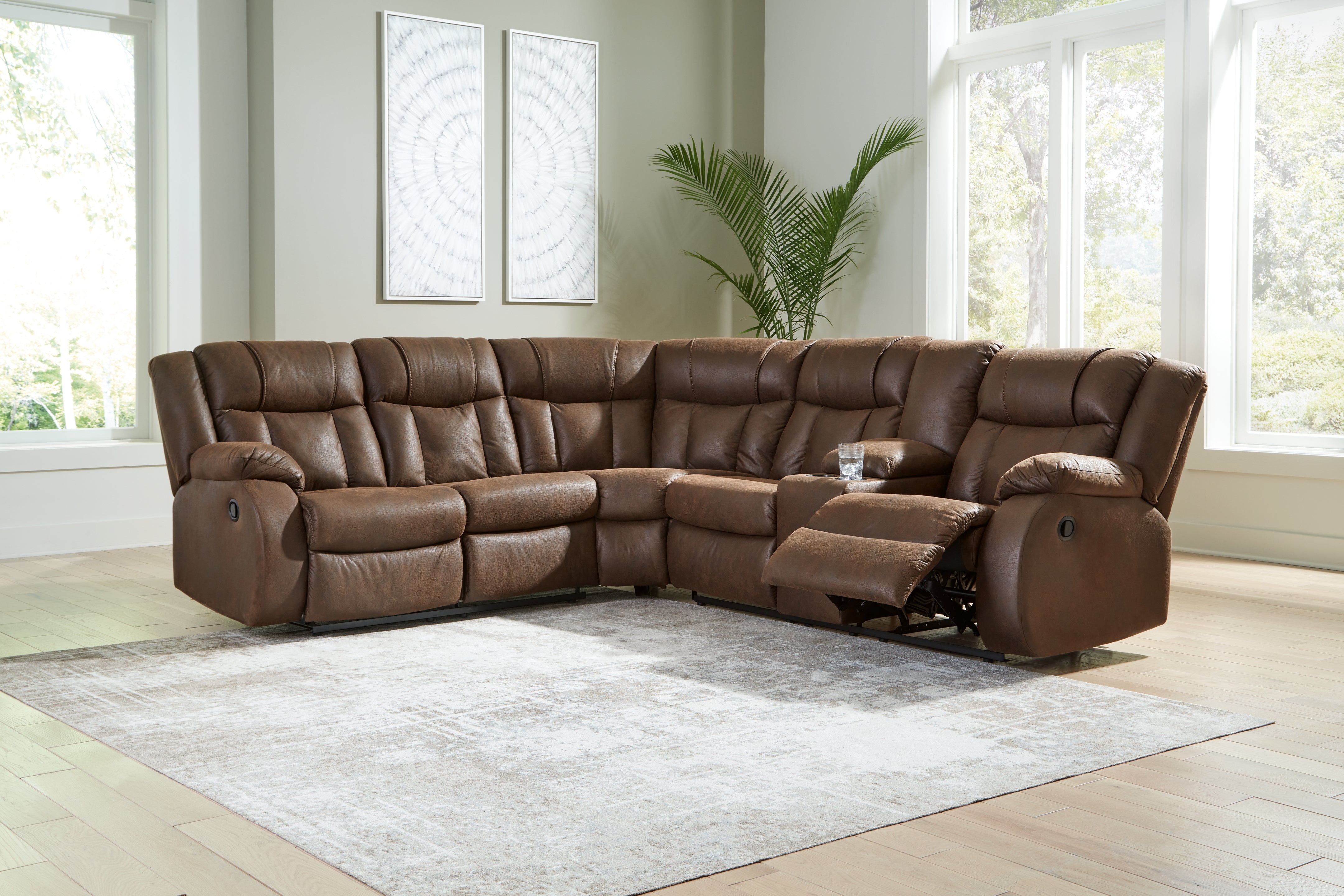 3 Brothers Decor - Ashley Furniture - Trail Boys Sectional - 2-Piece Reclining Sectional / Walnut - 82703S1