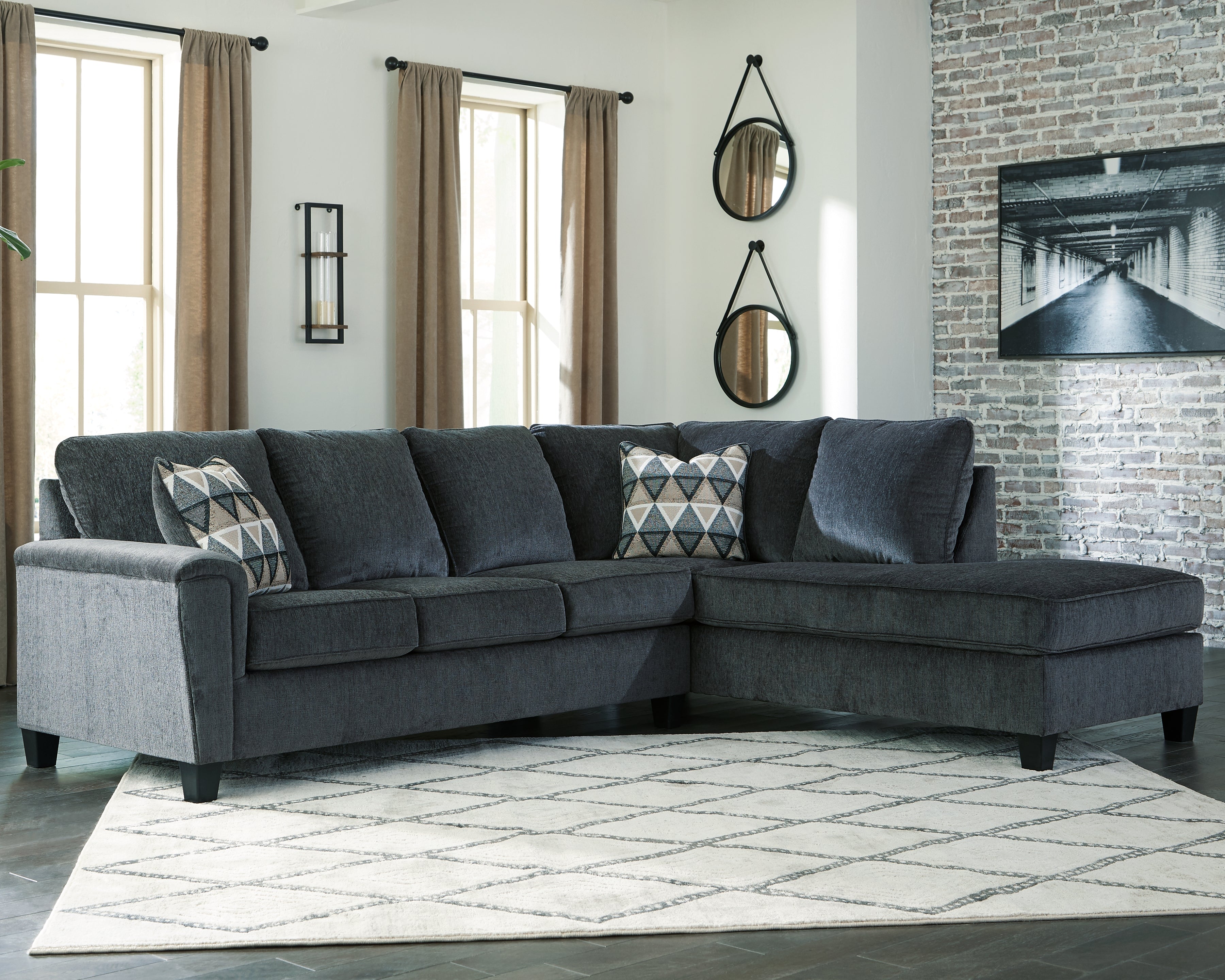 3 Brothers Decor - Ashley Furniture - Abinger Sectional - LAF 2-Piece Sectional with Chaise / Smoke - 83905S2