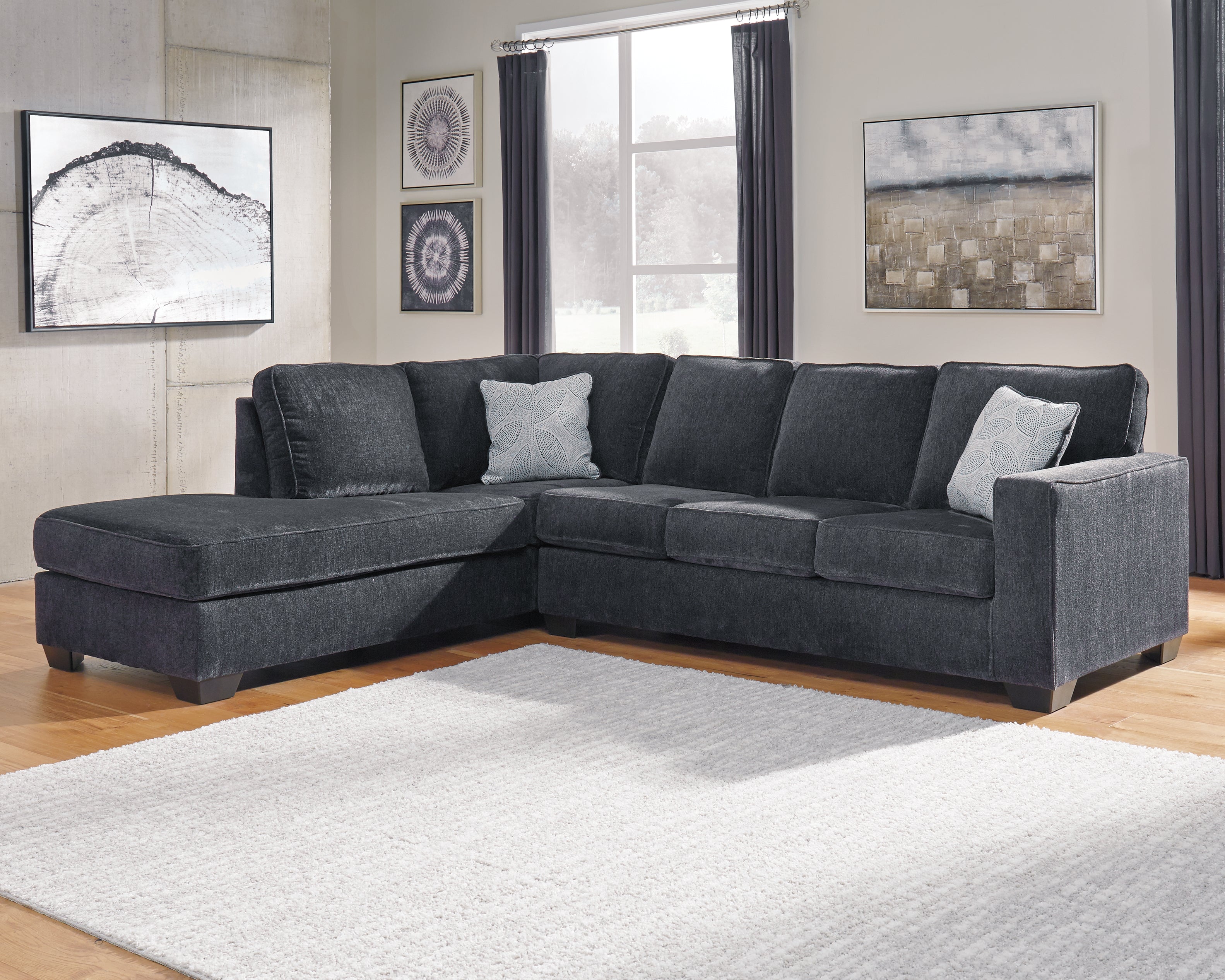 3 Brothers Decor - Ashley Furniture - Altari Sectional - RAF 2-Piece Sectional with Chaise / Slate - 87213S1