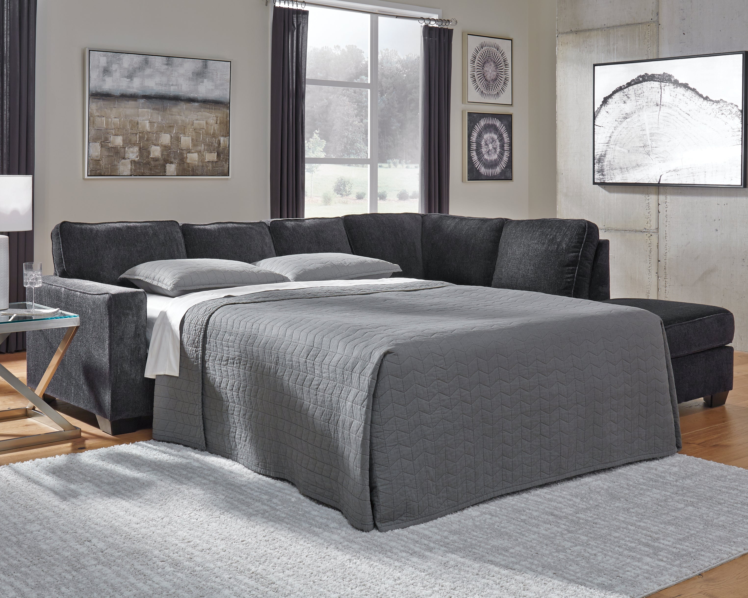 3 Brothers Decor - Ashley Furniture - Altari Sectional - 2-Piece Sleeper Sectional with Chaise / Slate - 87213S3