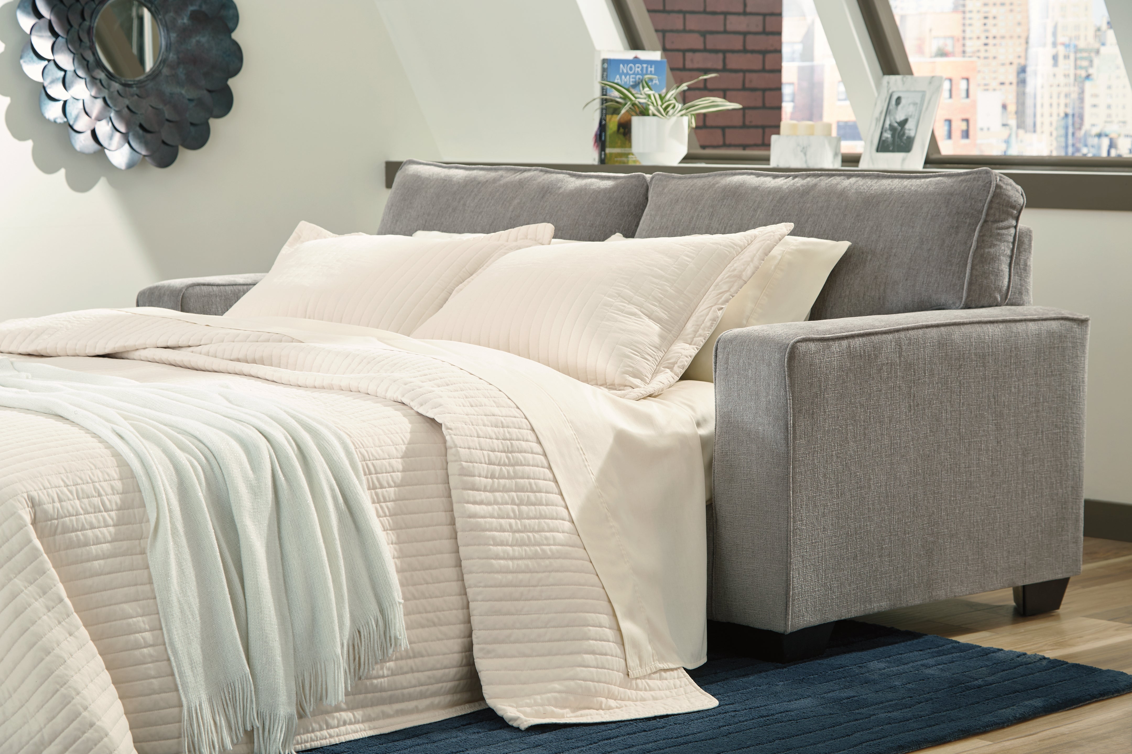 3 Brothers Decor - Ashley Furniture - Altari Living Room - Queen Sofa Sleeper / Alloy - 8721439