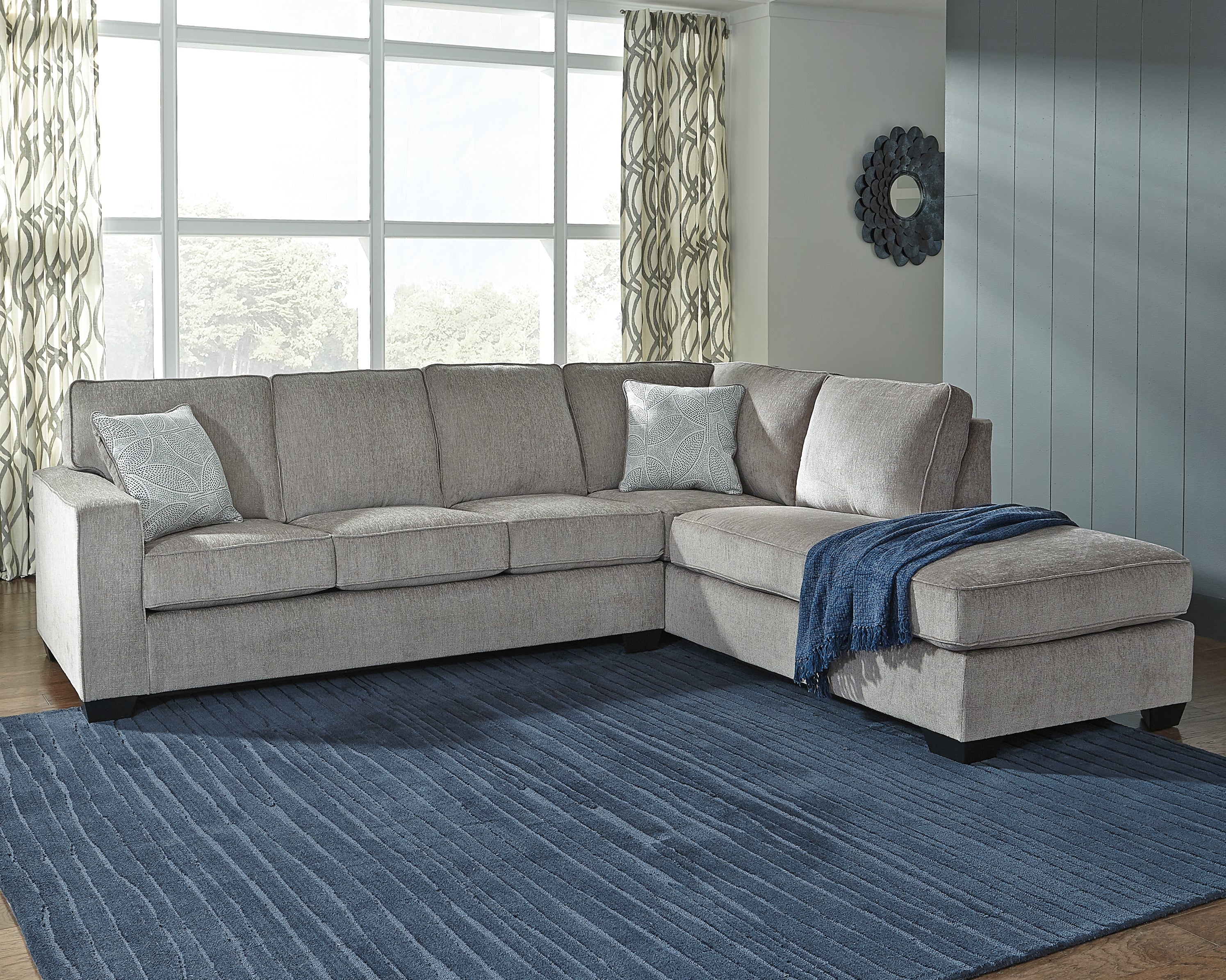 3 Brothers Decor - Ashley Furniture - Altari Sectional - LAF 2-Piece Sectional with Chaise / Alloy - 87214S2