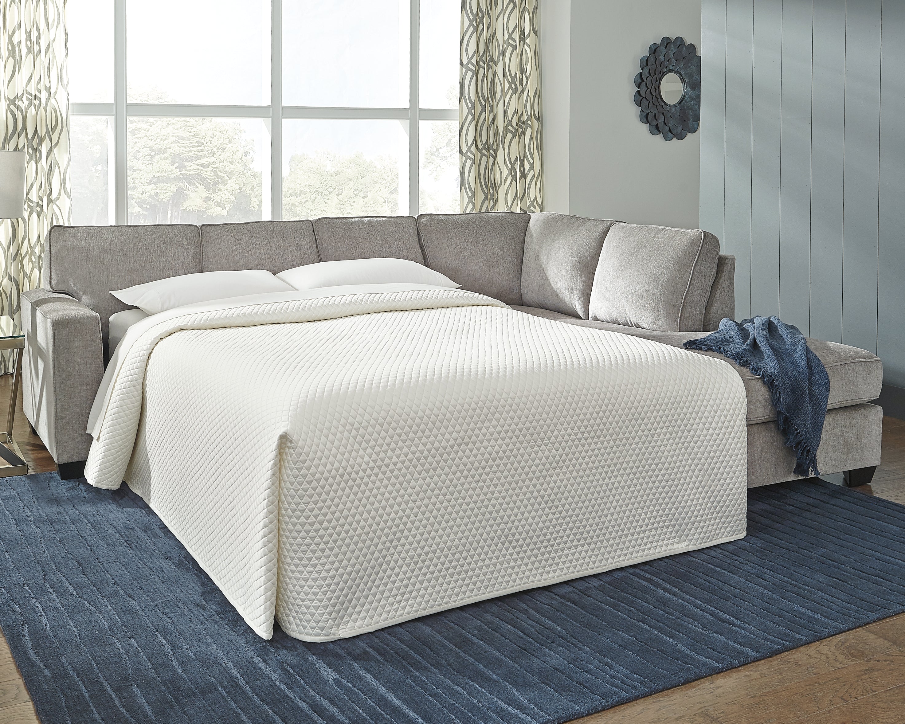 3 Brothers Decor - Ashley Furniture - Altari Sectional - 2-Piece Sleeper Sectional with Chaise / Alloy - 87214S3