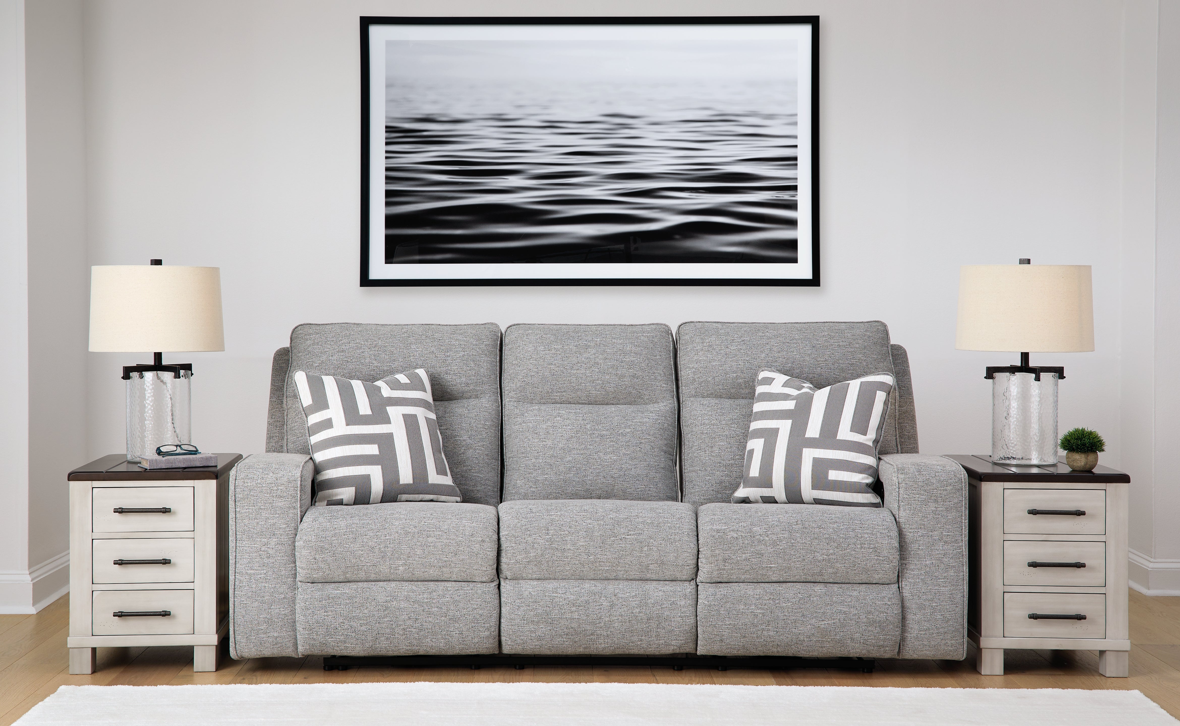 3 Brothers Decor - Ashley Furniture - Biscoe Living Room - PWR REC Sofa with ADJ Headrest / Pewter - 9050315