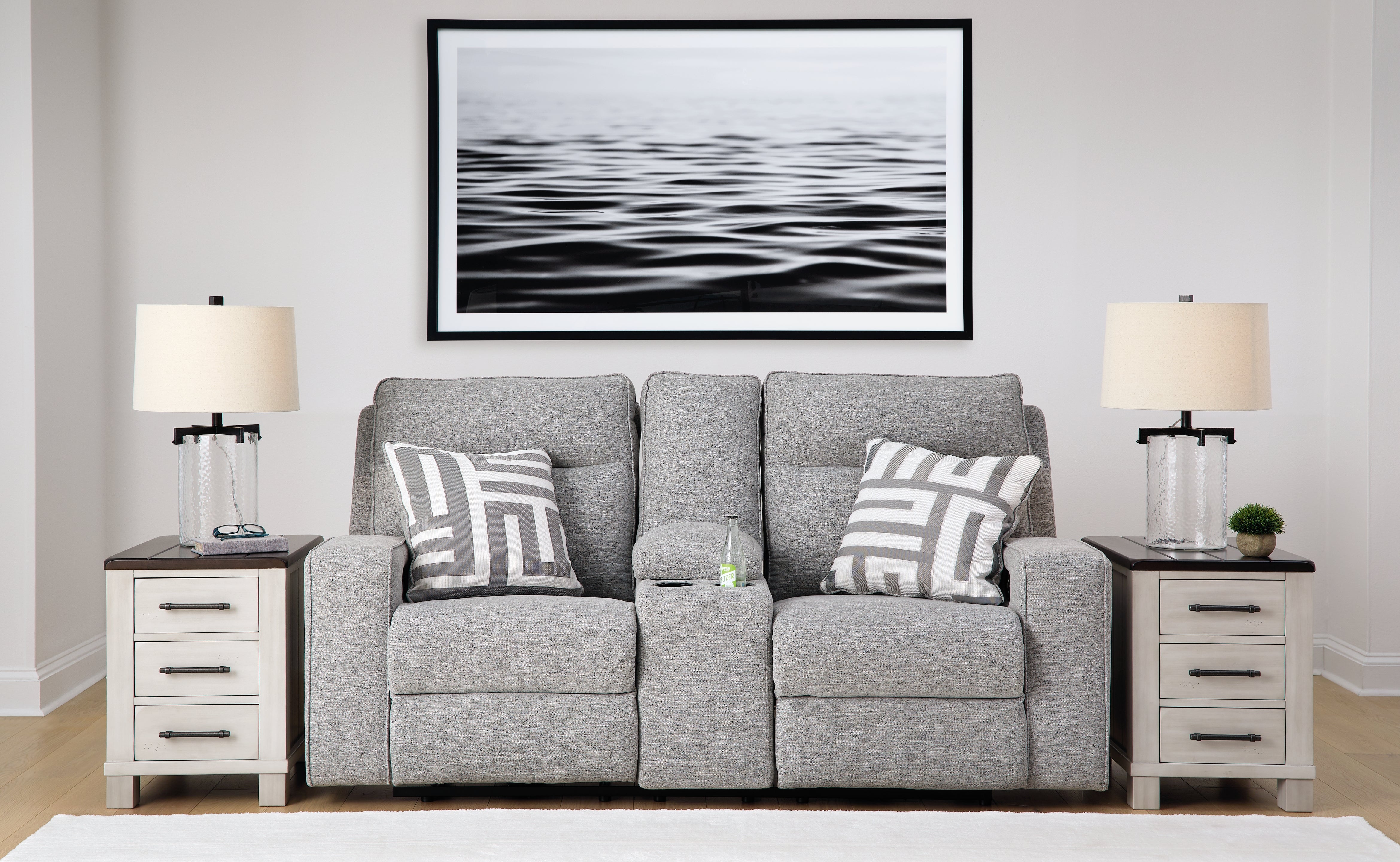 3 Brothers Decor - Ashley Furniture - Biscoe Living Room - PWR REC Loveseat/CON/ADJ HDRST / Pewter - 9050318