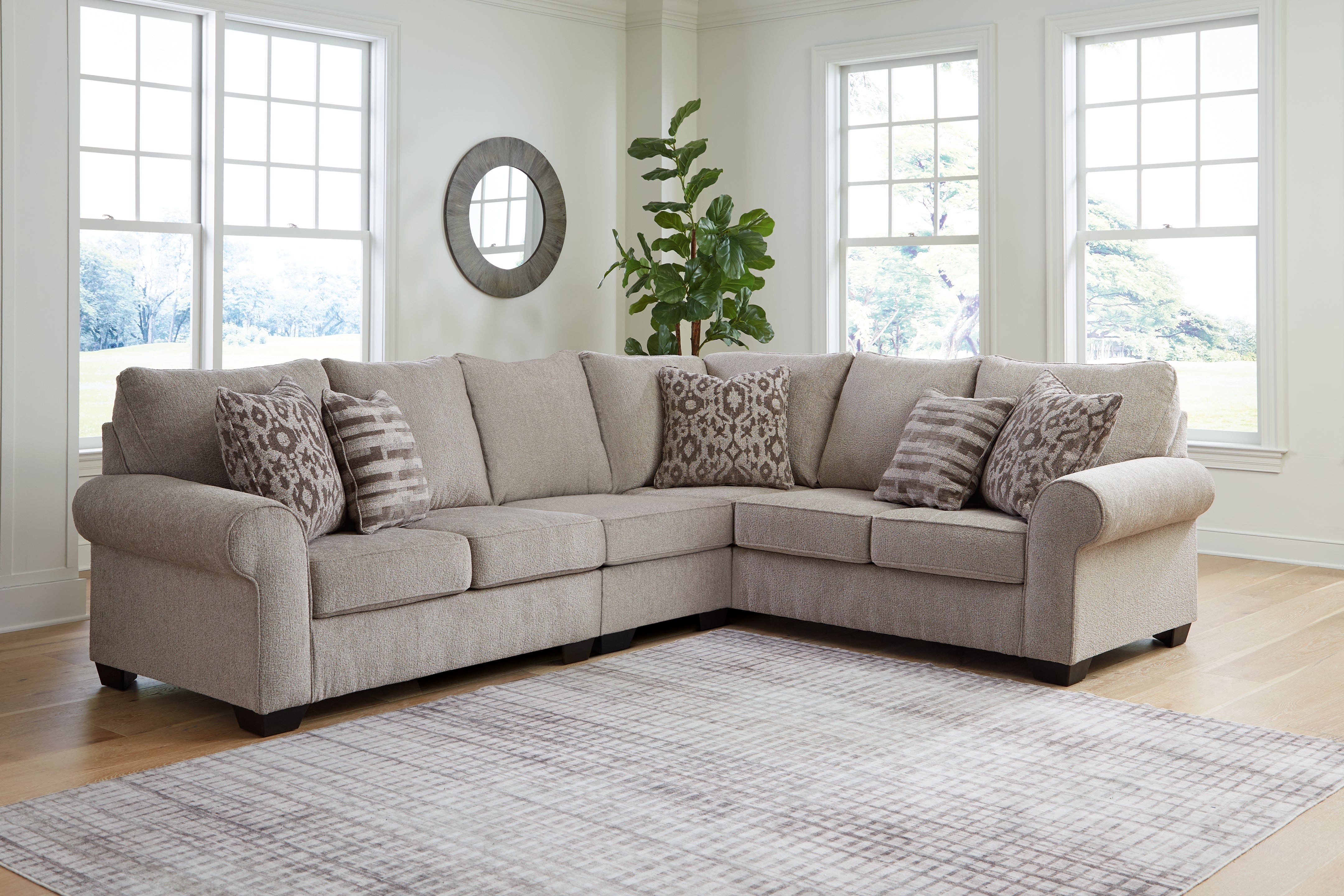 3 Brothers Decor - Ashley Furniture - Claireah Sectional - RAF 3-Piece Sectional / Umber - 90603S4