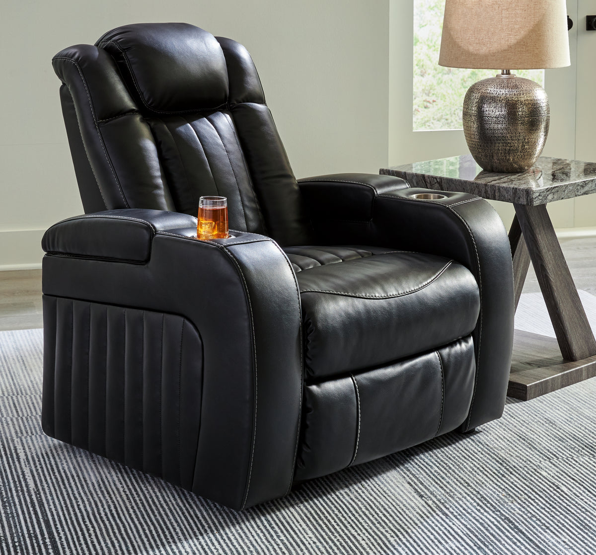3 Brothers Decor - Ashley Furniture - Caveman Den Living Room - PWR Recliner/ADJ Headrest / Midnight - 9070313