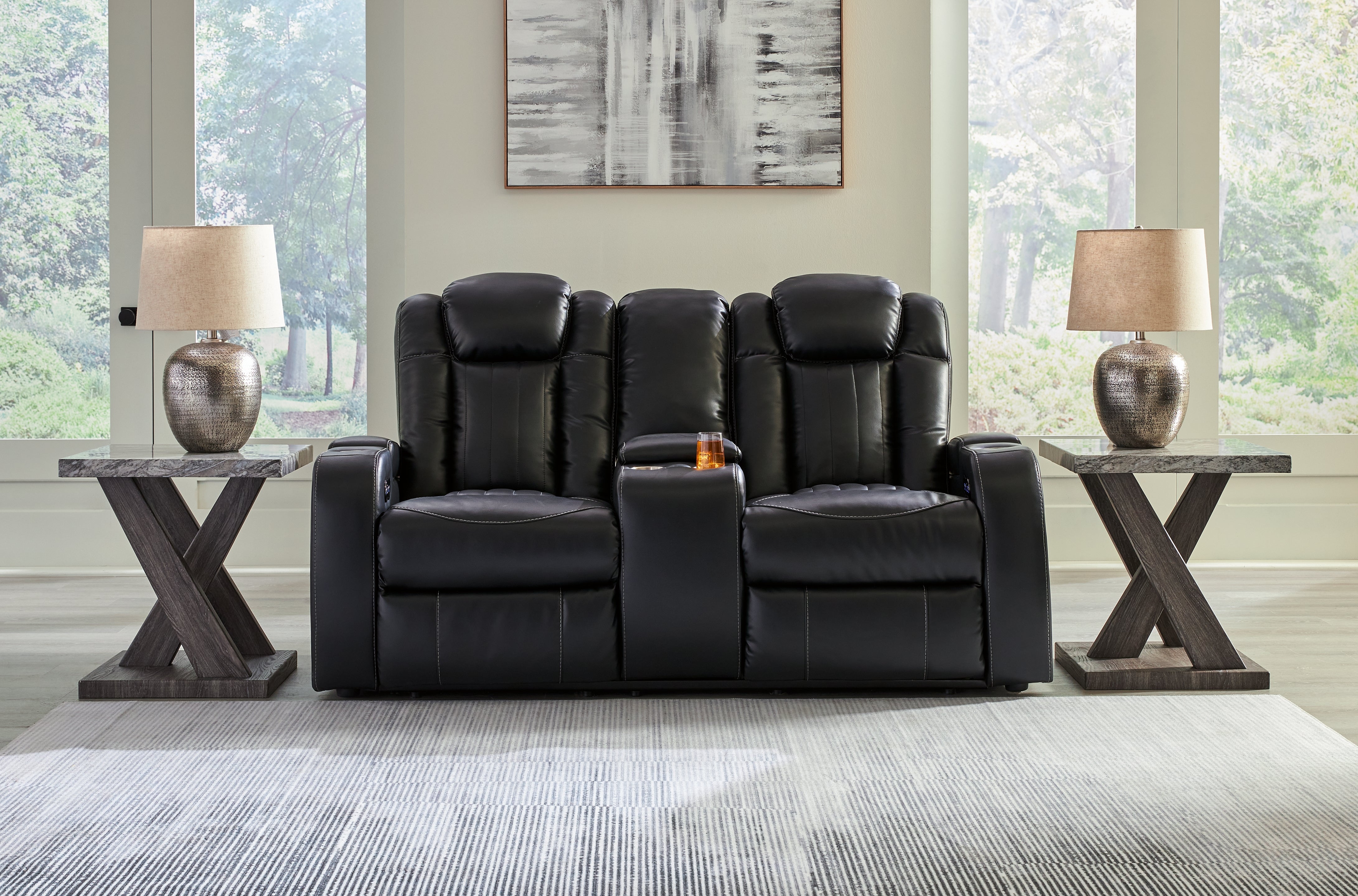 3 Brothers Decor - Ashley Furniture - Caveman Den Living Room - PWR REC Loveseat/CON/ADJ HDRST / Midnight - 9070318