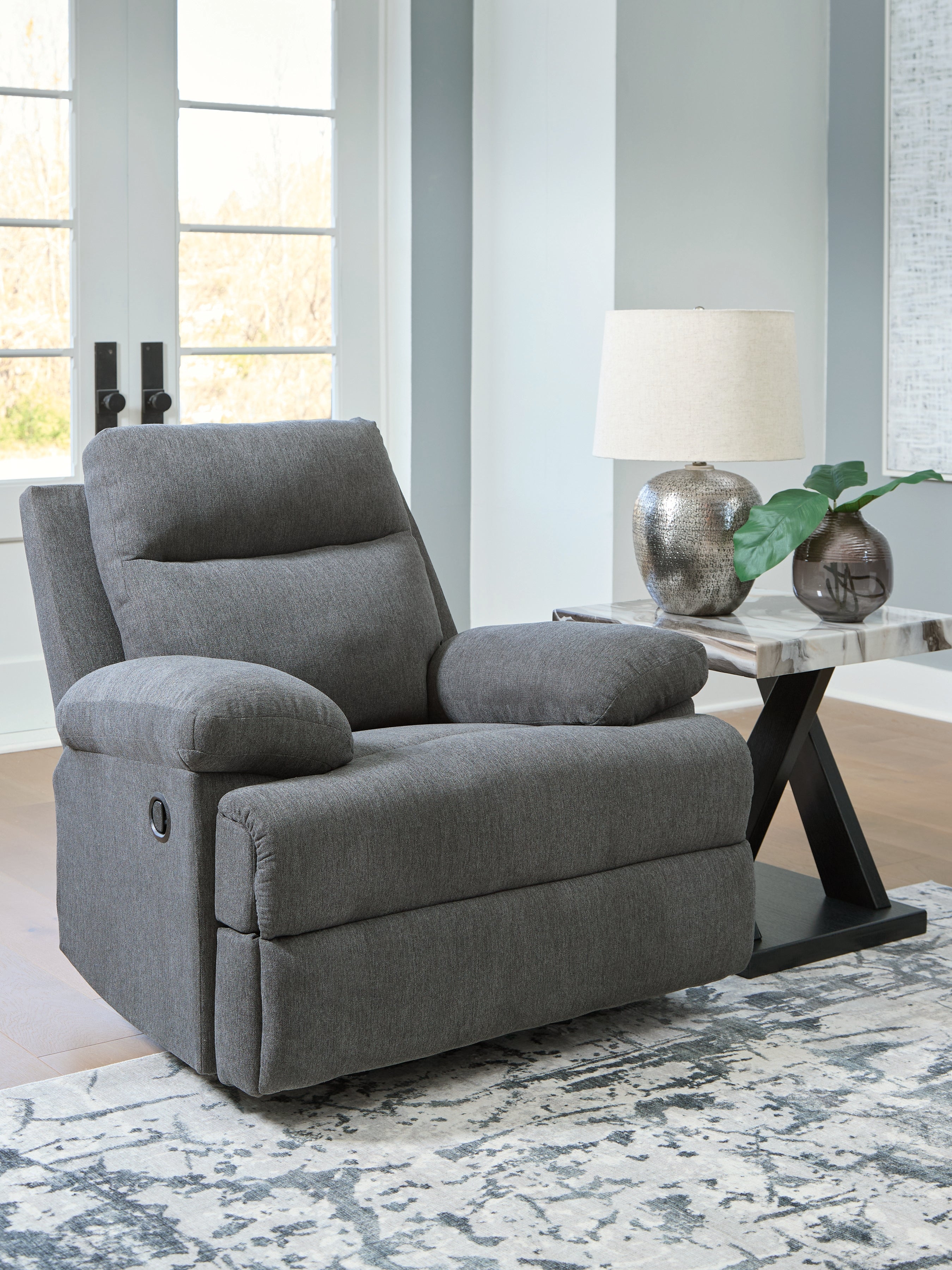 3 Brothers Decor - Ashley Furniture - Side-Swipe Living Room - Rocker Recliner / Charcoal - PC9140625