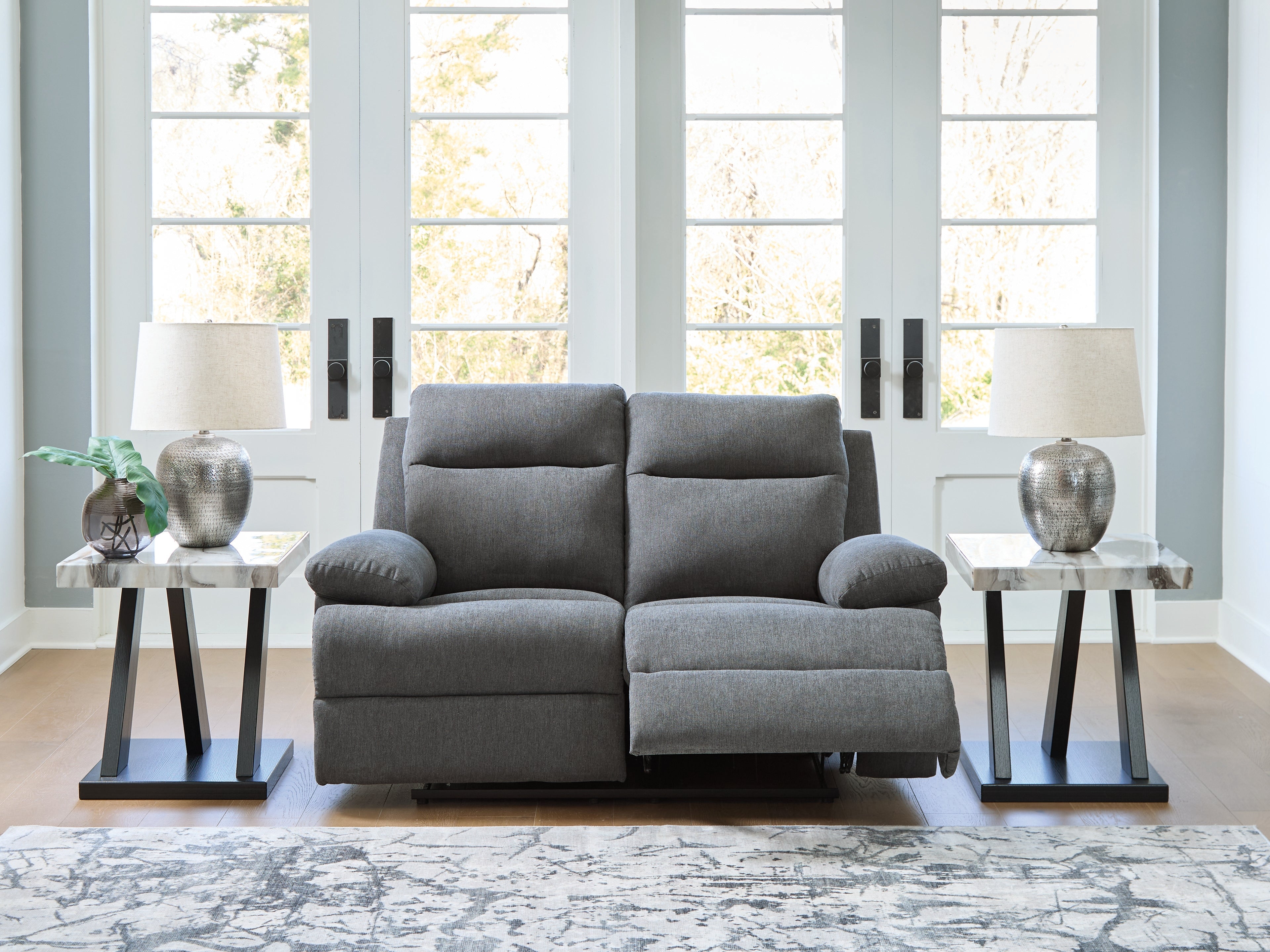3 Brothers Decor - Ashley Furniture - Side-Swipe Living Room - Reclining Loveseat / Charcoal - PC9140686
