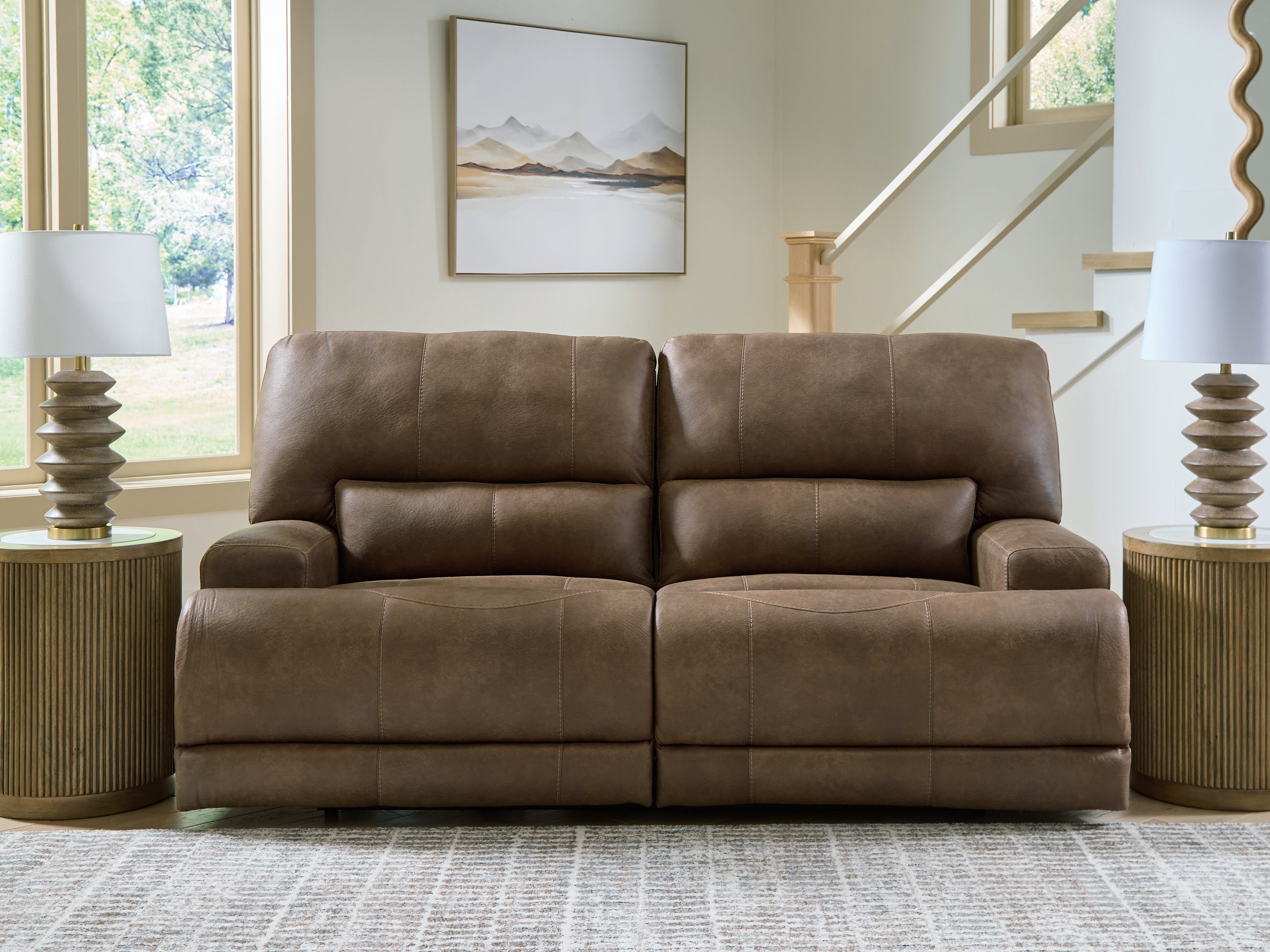 3 Brothers Decor - Ashley Furniture - Beckley Place Living Room - 2 Seat PWR REC Sofa ADJ HDREST / Earth - PC9180247