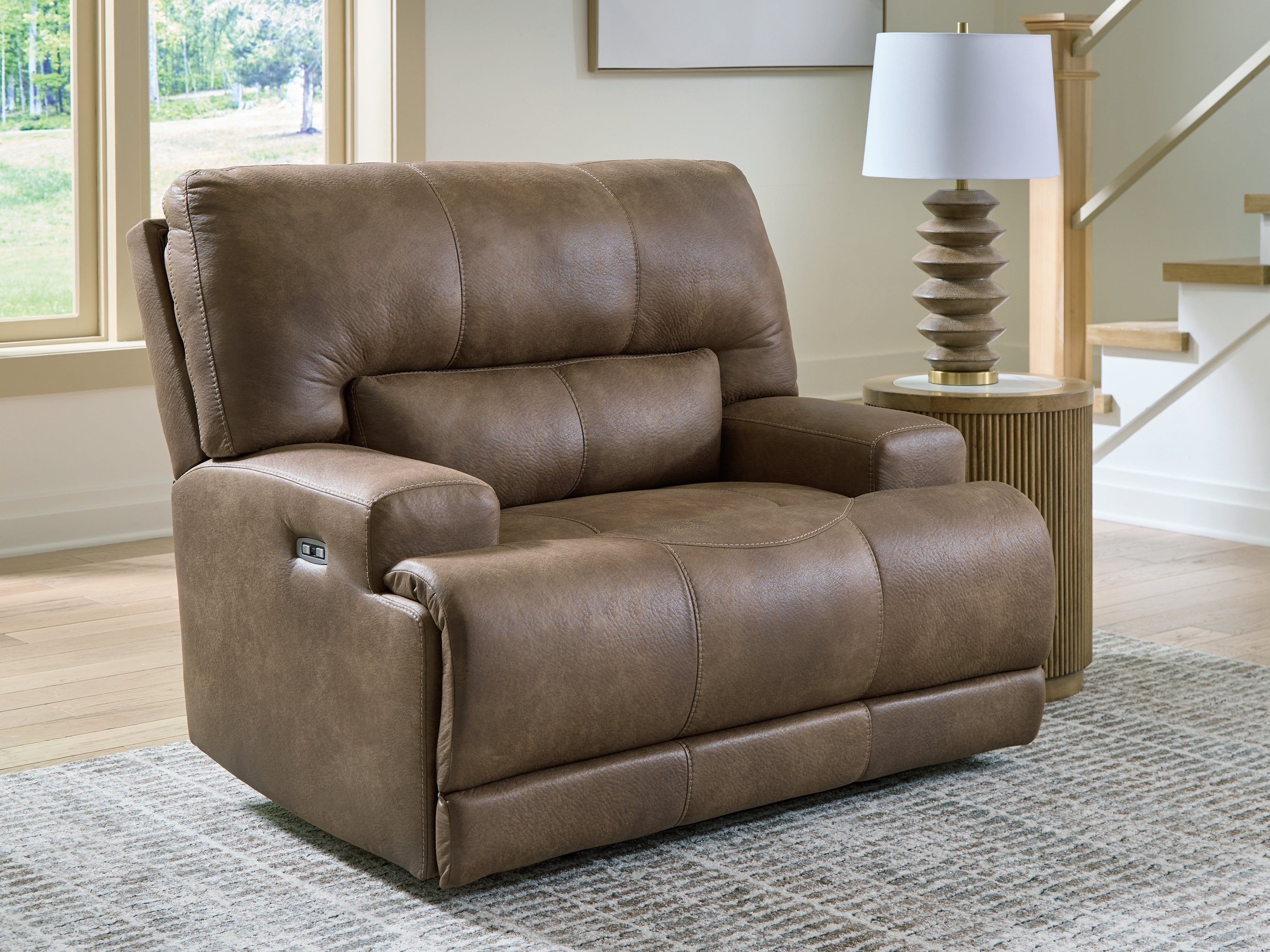 3 Brothers Decor - Ashley Furniture - Beckley Place Living Room - PWR Recliner/ADJ Headrest / Earth - PC9180282