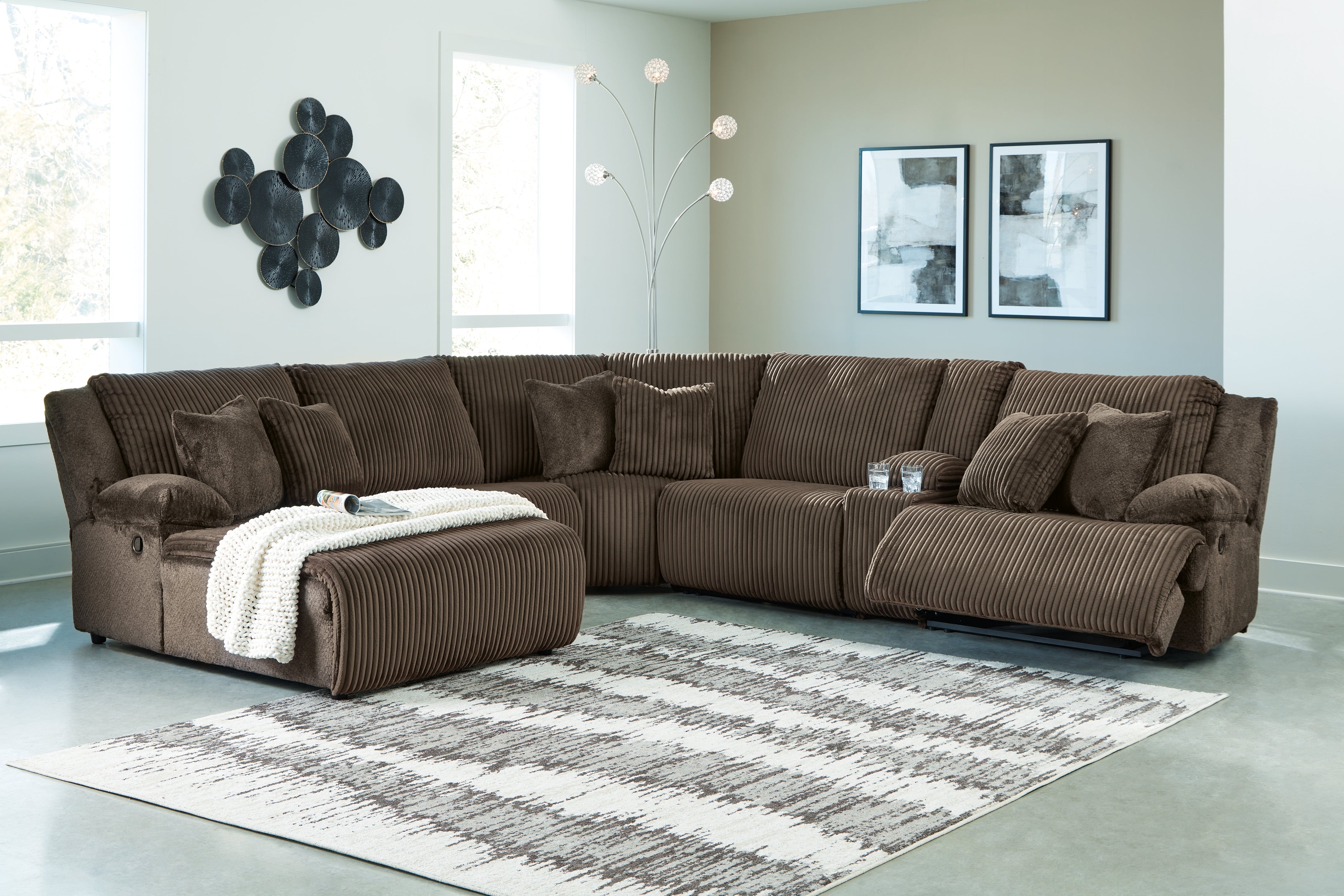 3 Brothers Decor - Ashley Furniture - Top Tier Sectional - 6-Piece Reclining Sectional with Chaise - 92705S2