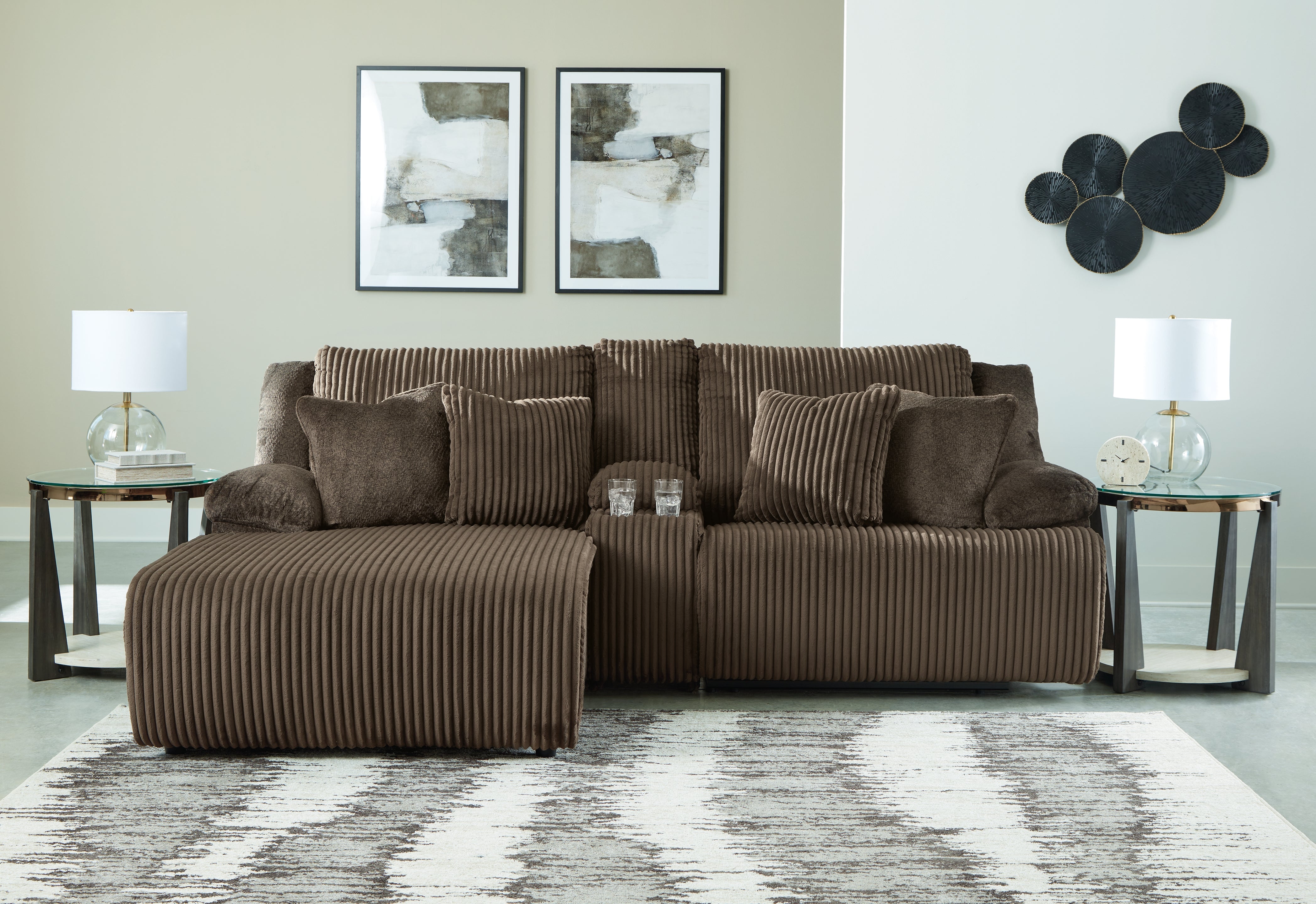 3 Brothers Decor - Ashley Furniture - Top Tier Sectional - 3-Piece Reclining Sectional Sofa with Chaise / Chocolate - 92705S5