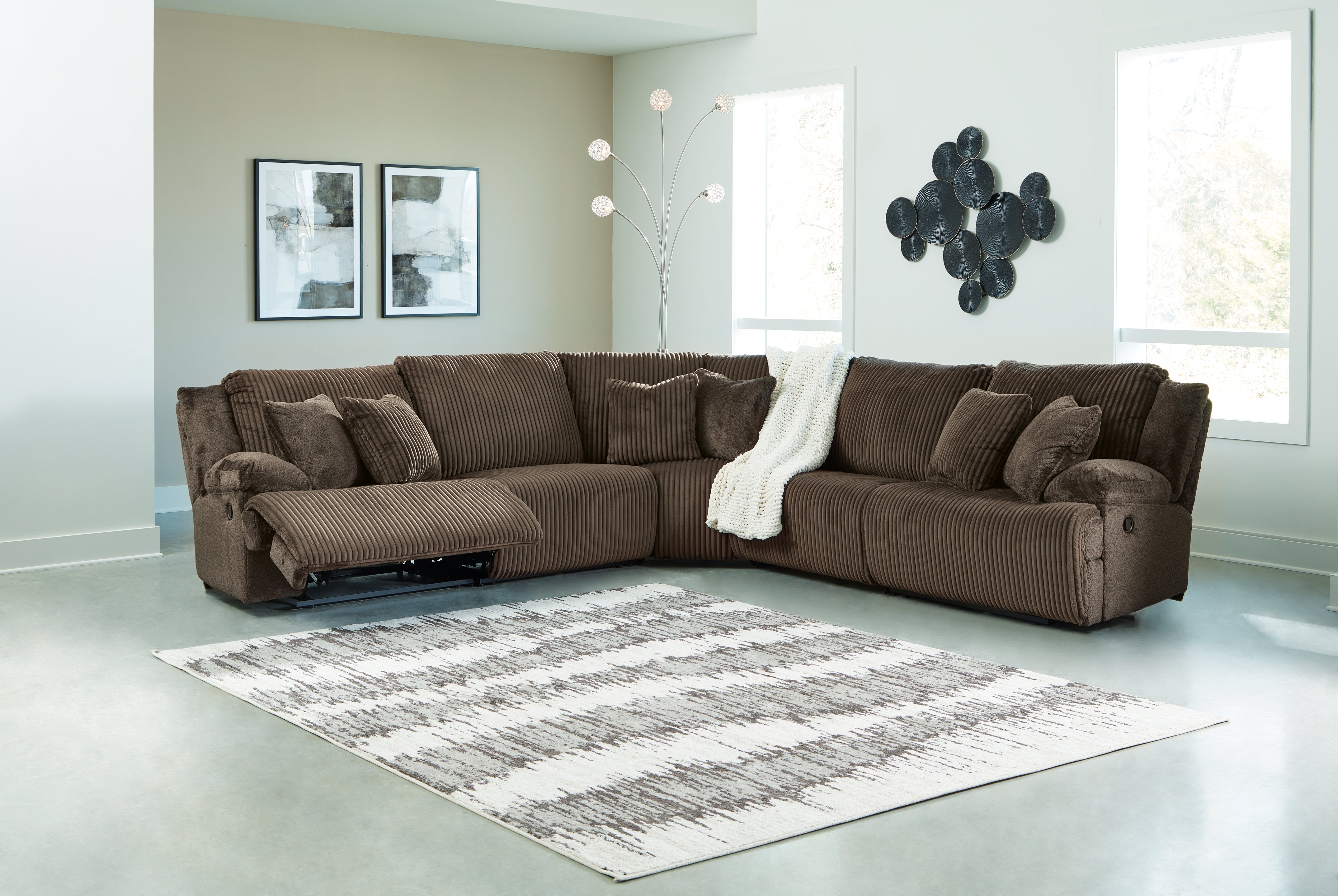 3 Brothers Decor - Ashley Furniture - Top Tier Sectional - 5-Piece Reclining Sectional / Chocolate - 92705S3