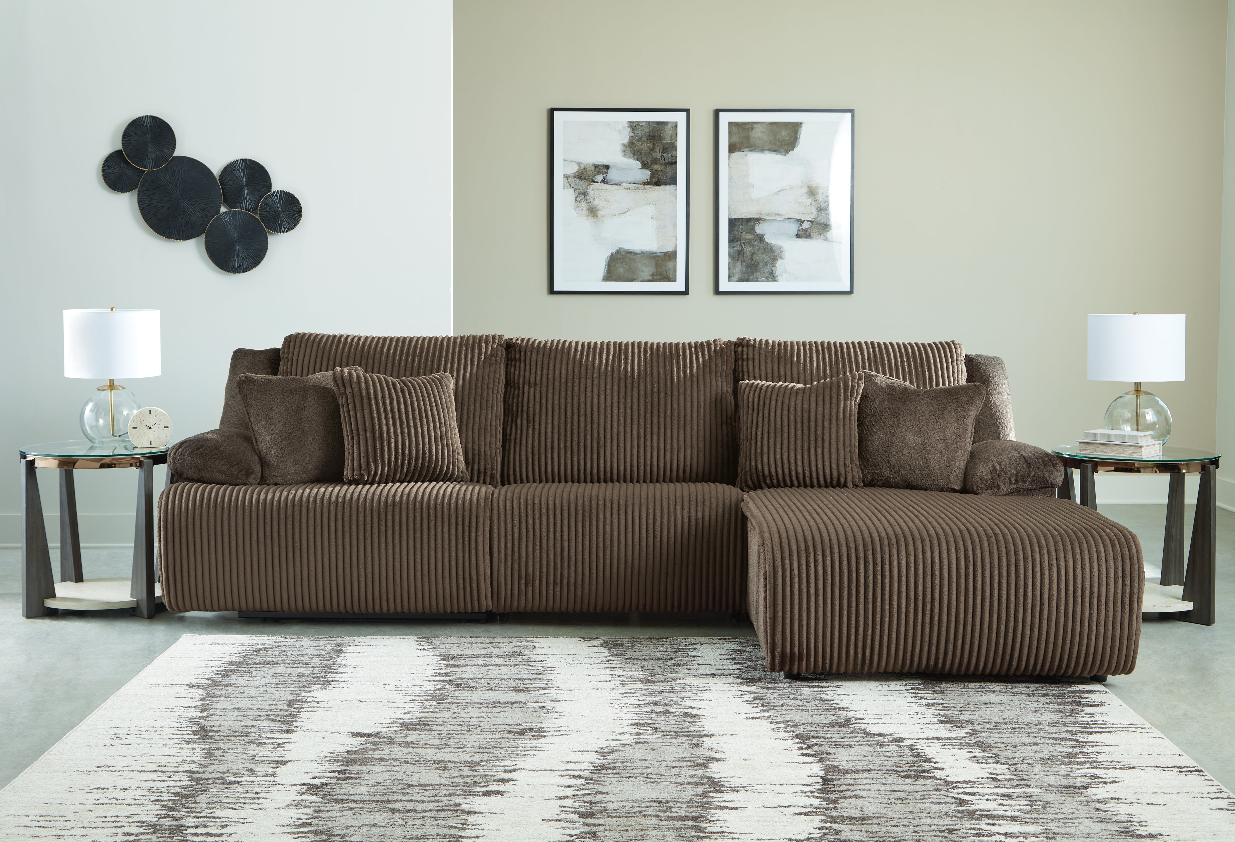 3 Brothers Decor - Ashley Furniture - Top Tier Sectional - 3-Piece Sectional Sofa Chaise / Chocolate - 92705S6