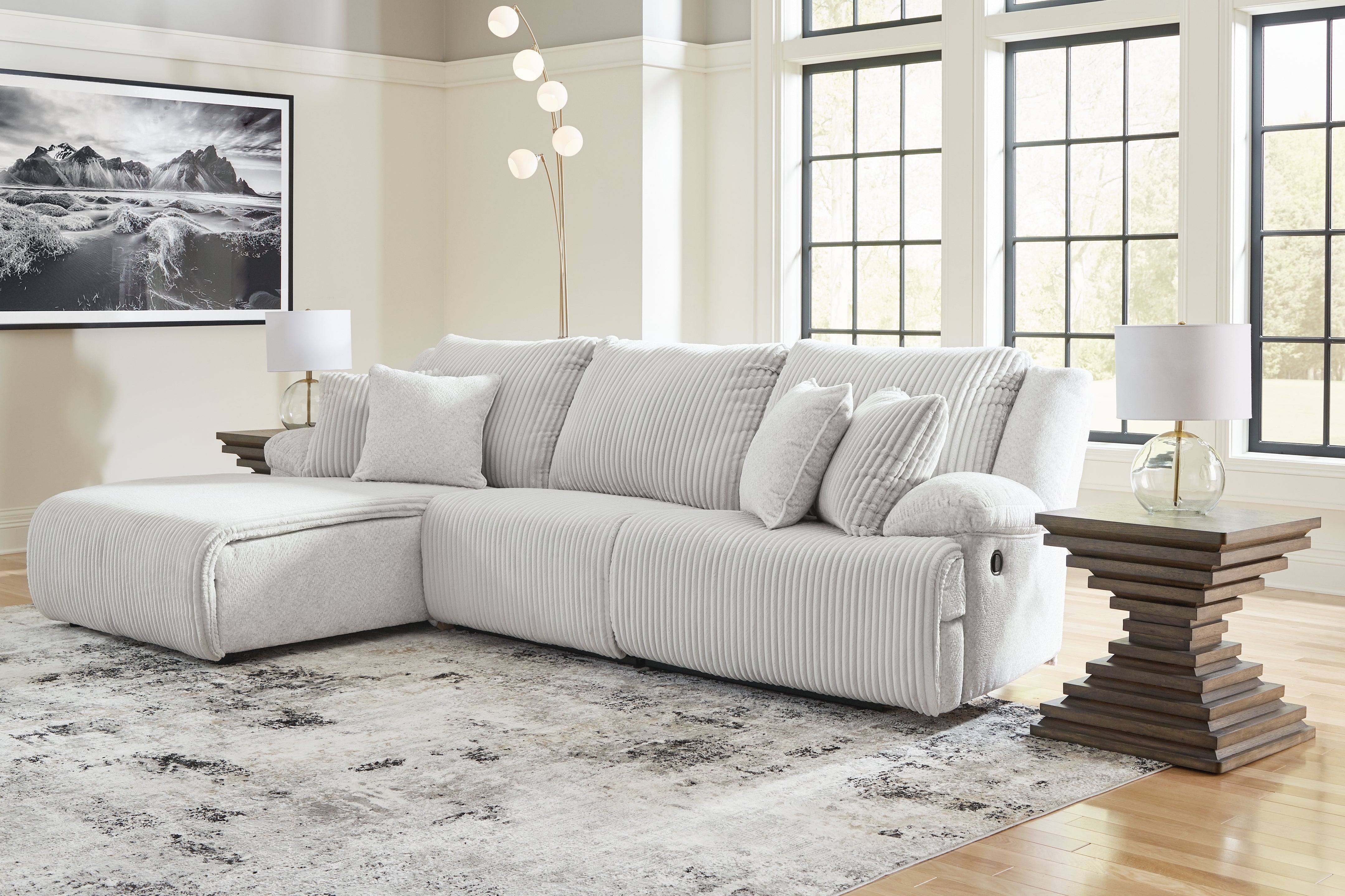 3 Brothers Decor - Ashley Furniture - Top Tier Sectional - 3-Piece Sectional Sofa Chaise / Alloy - 92706S7