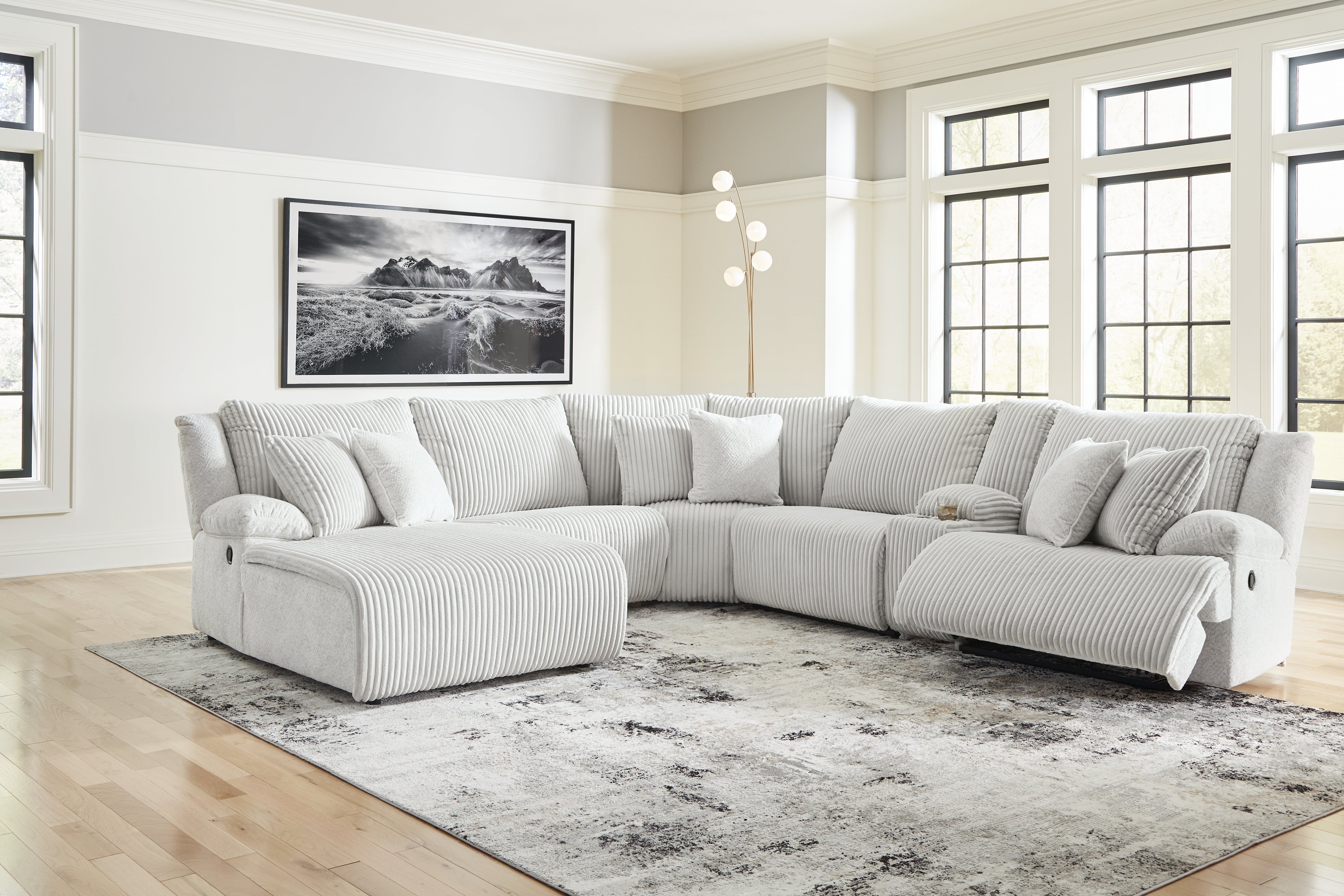 3 Brothers Decor - Ashley Furniture - Top Tier Sectional - 6-Piece Reclining Sectional with Chaise / Alloy - 92706S2