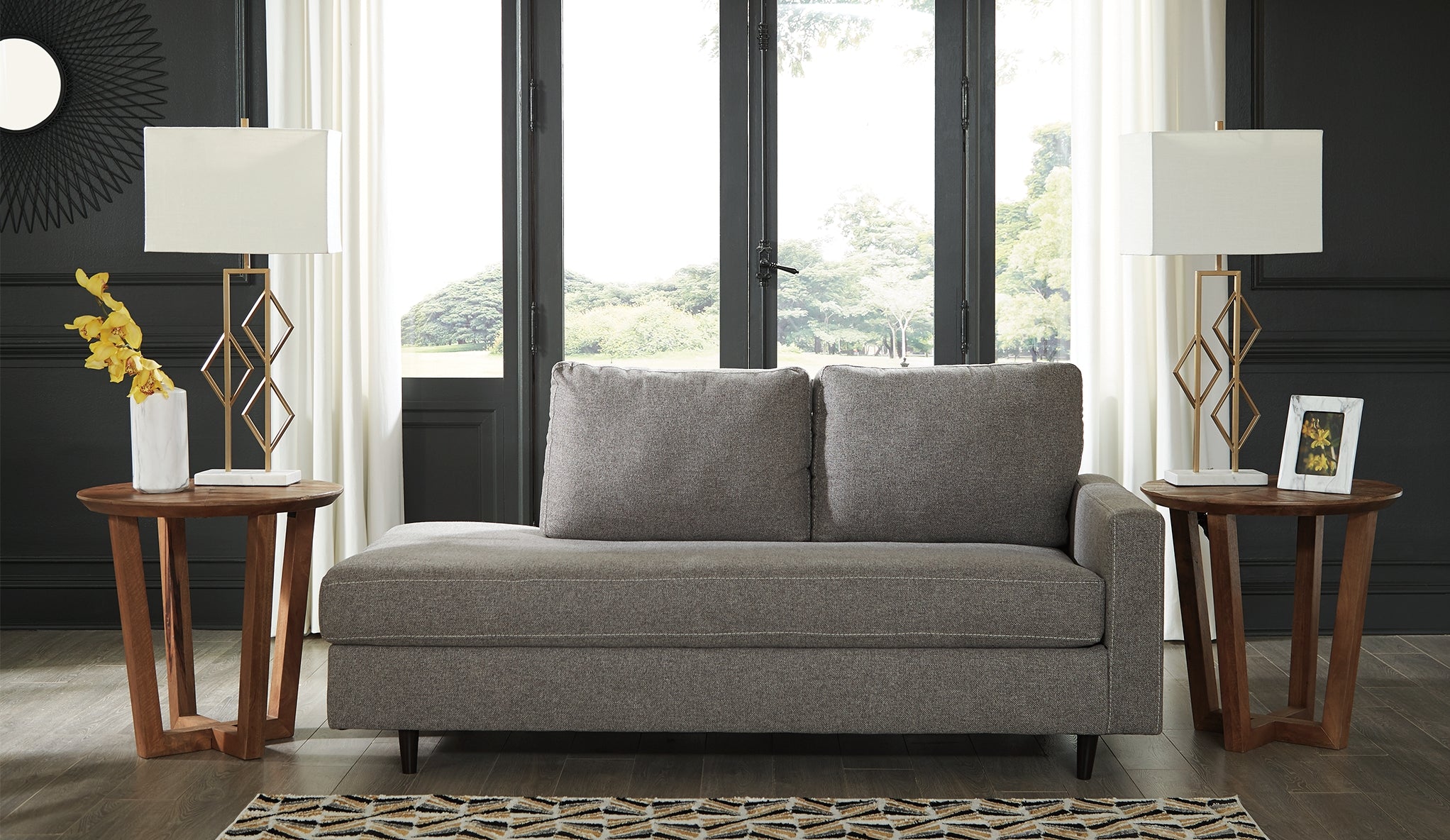 3 Brothers Decor - Ashley Furniture - Lyman Living Room - RAF Corner Chaise / Graphite - 9330317