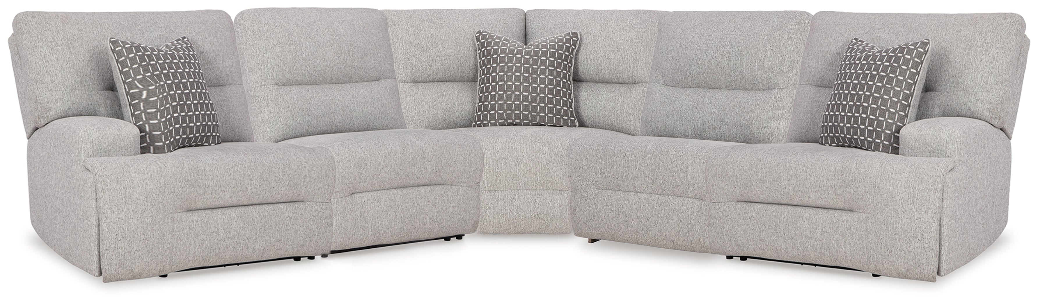 3 Brothers Decor - Ashley Furniture - Acklen Place Sectional - 5-Piece Power Reclining Sectional / Pewter - 93605S3