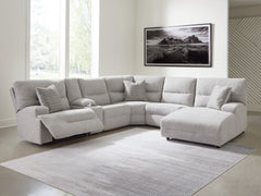 3 Brothers Decor - Ashley Furniture - Acklen Place Sectional - 6-Piece Power Reclining Sectional with Chaise / Pewter - 93605S1