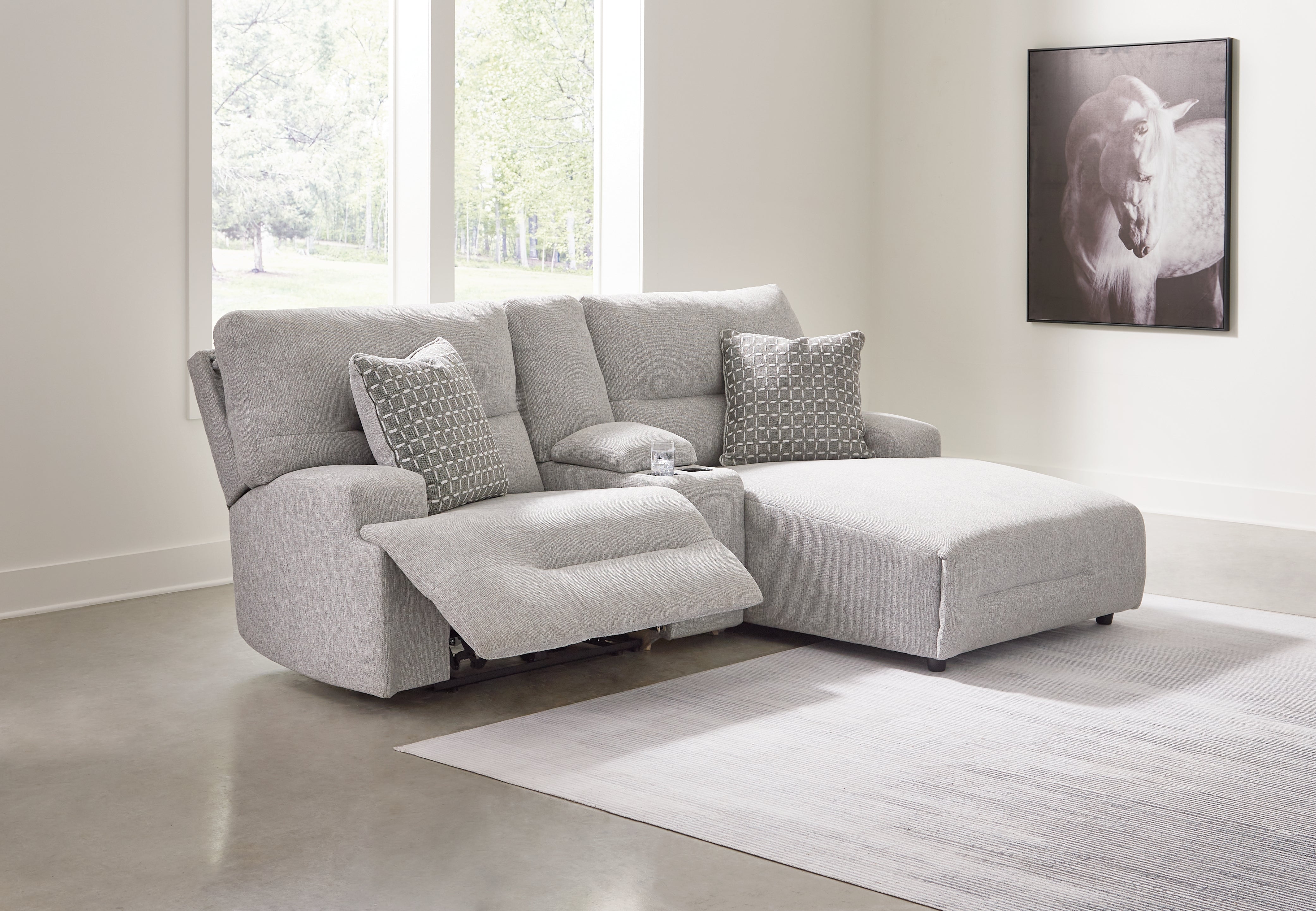 3 Brothers Decor - Ashley Furniture - Acklen Place Sectional - 3-Piece Power Reclining Sectional Sofa with Chaise / Pewter - 93605S4