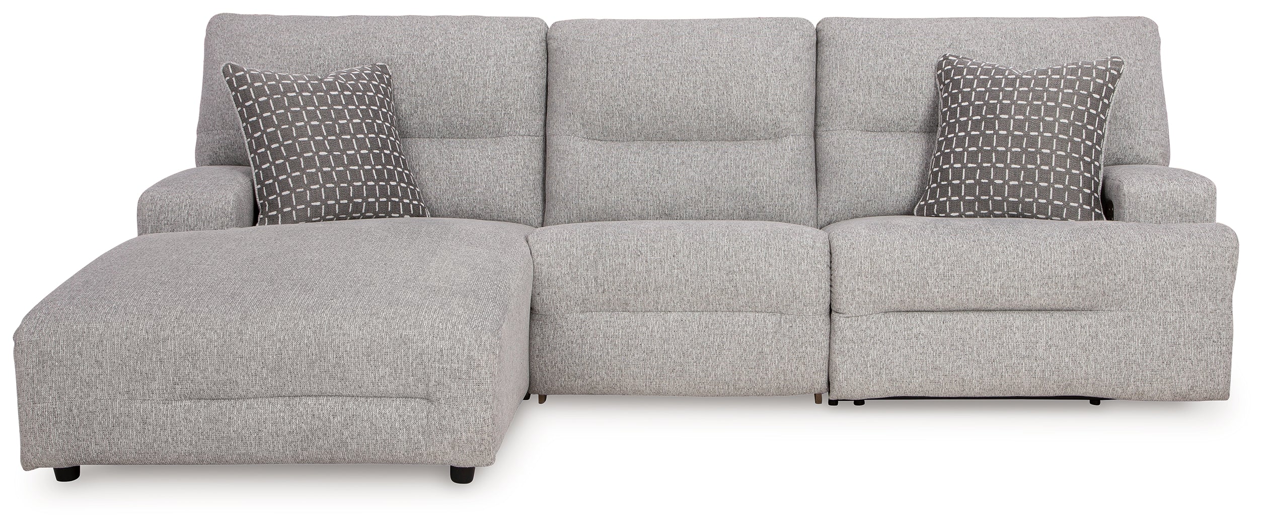 3 Brothers Decor - Ashley Furniture - Acklen Place Sectional - 3-Piece Power Reclining Sectional / Pewter - 93605S7