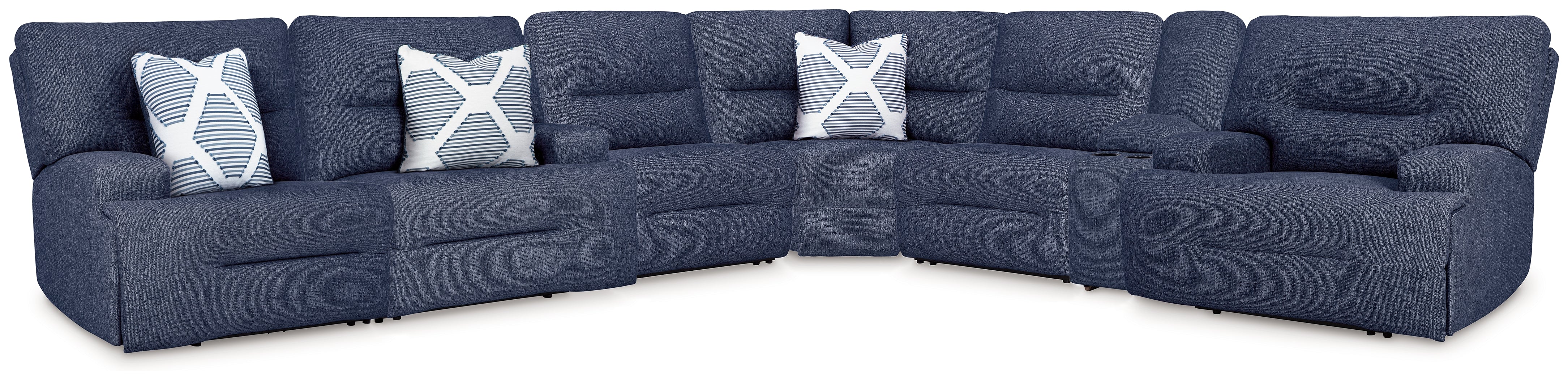 3 Brothers Decor - Ashley Furniture - Acklen Place Sectional - 7-Piece Power Reclining Sectional / Navy - 93607S8