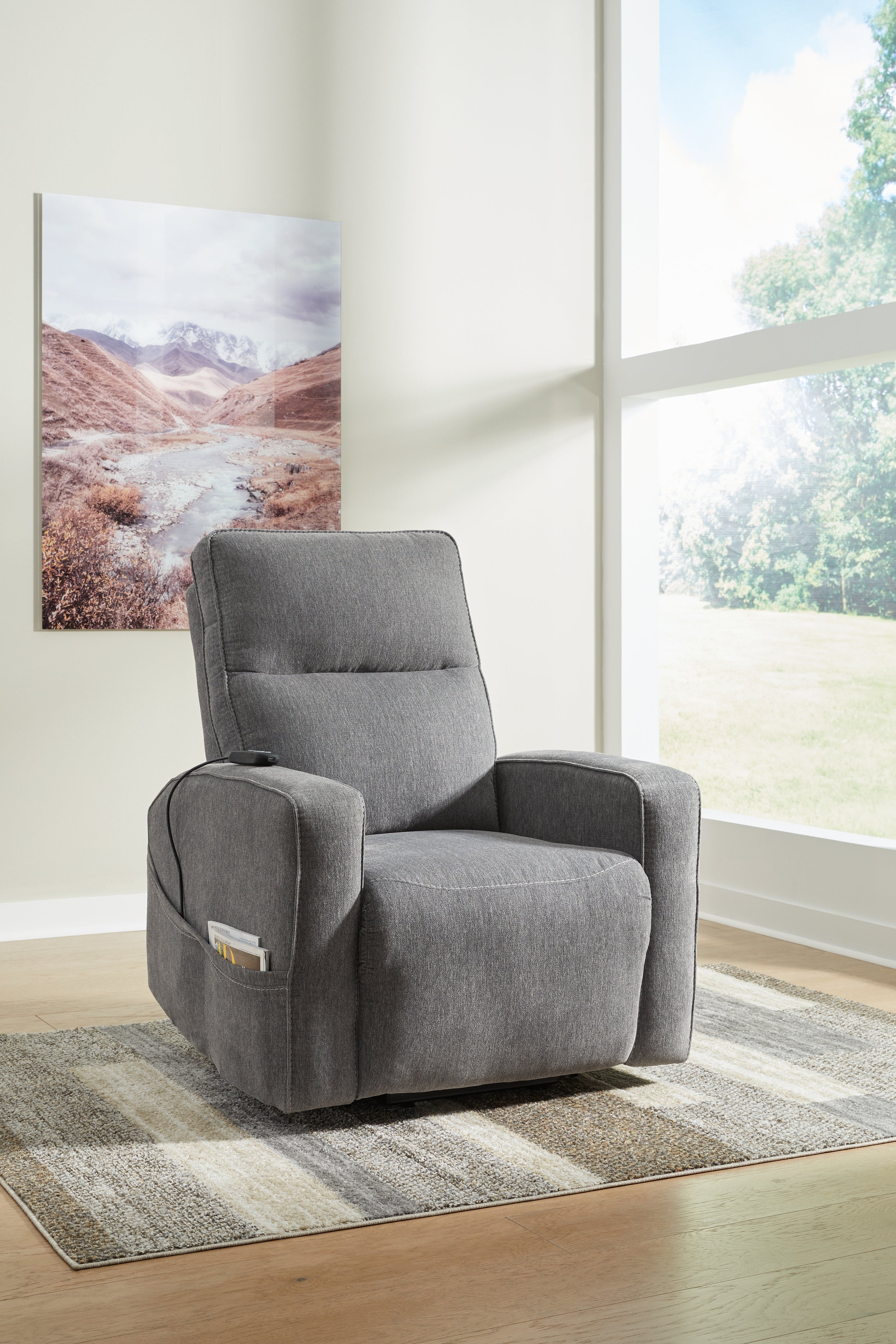 3 Brothers Decor - Ashley Furniture - Starganza Living Room - Power Lift Recliner / Gray - 9370412