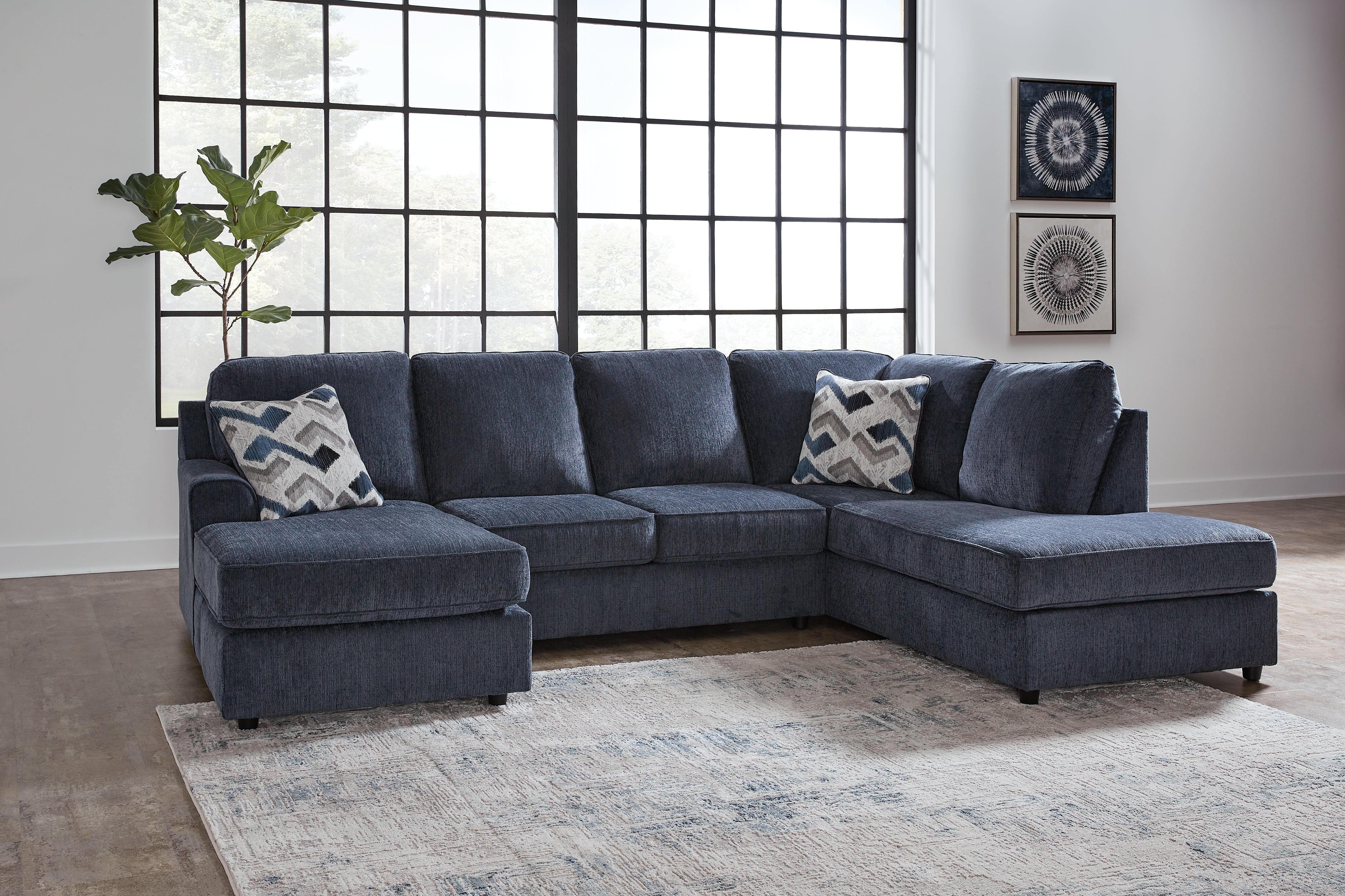 3 Brothers Decor - Ashley Furniture - Albar Place Sectional - LAF 2-Piece Sectional / Cobalt - 95302S1