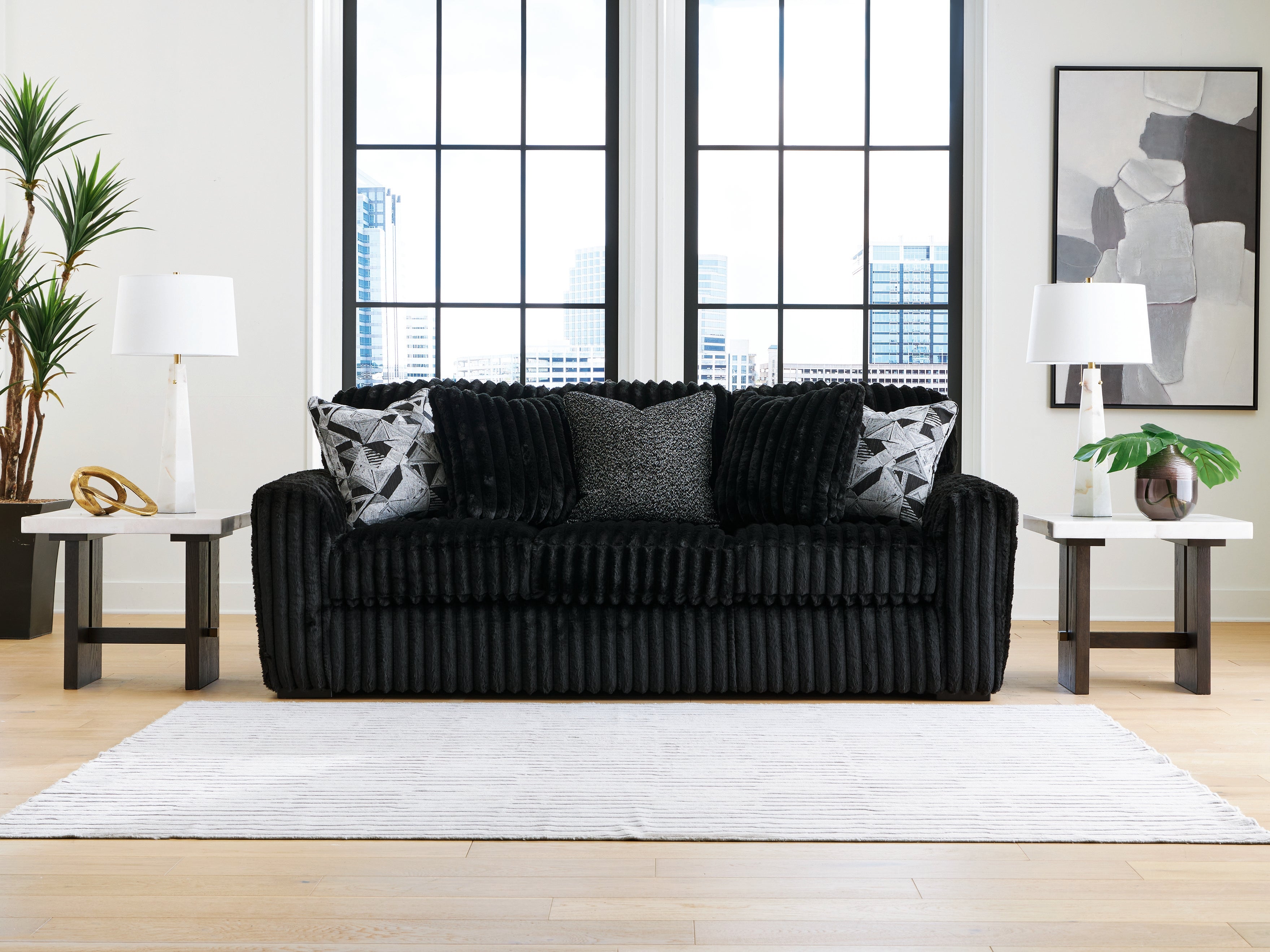3 Brothers Decor - Ashley Furniture - Midnight-Madness Living Room - Sofa / Onyx - 9810338