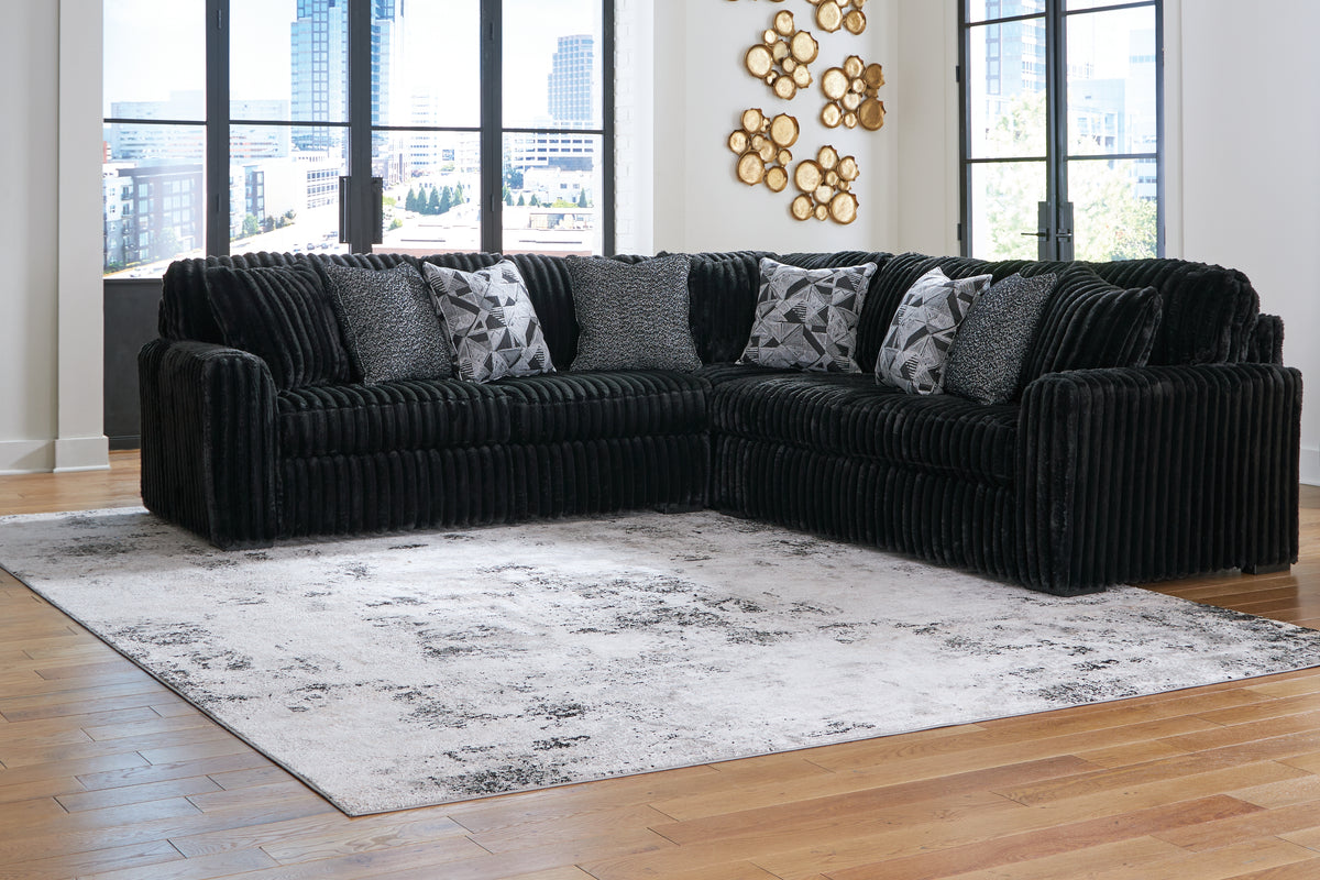 3 Brothers Decor - Ashley Furniture - Midnight-Madness Sectional - LAF 3-Piece Sectional / Onyx - 98103S6