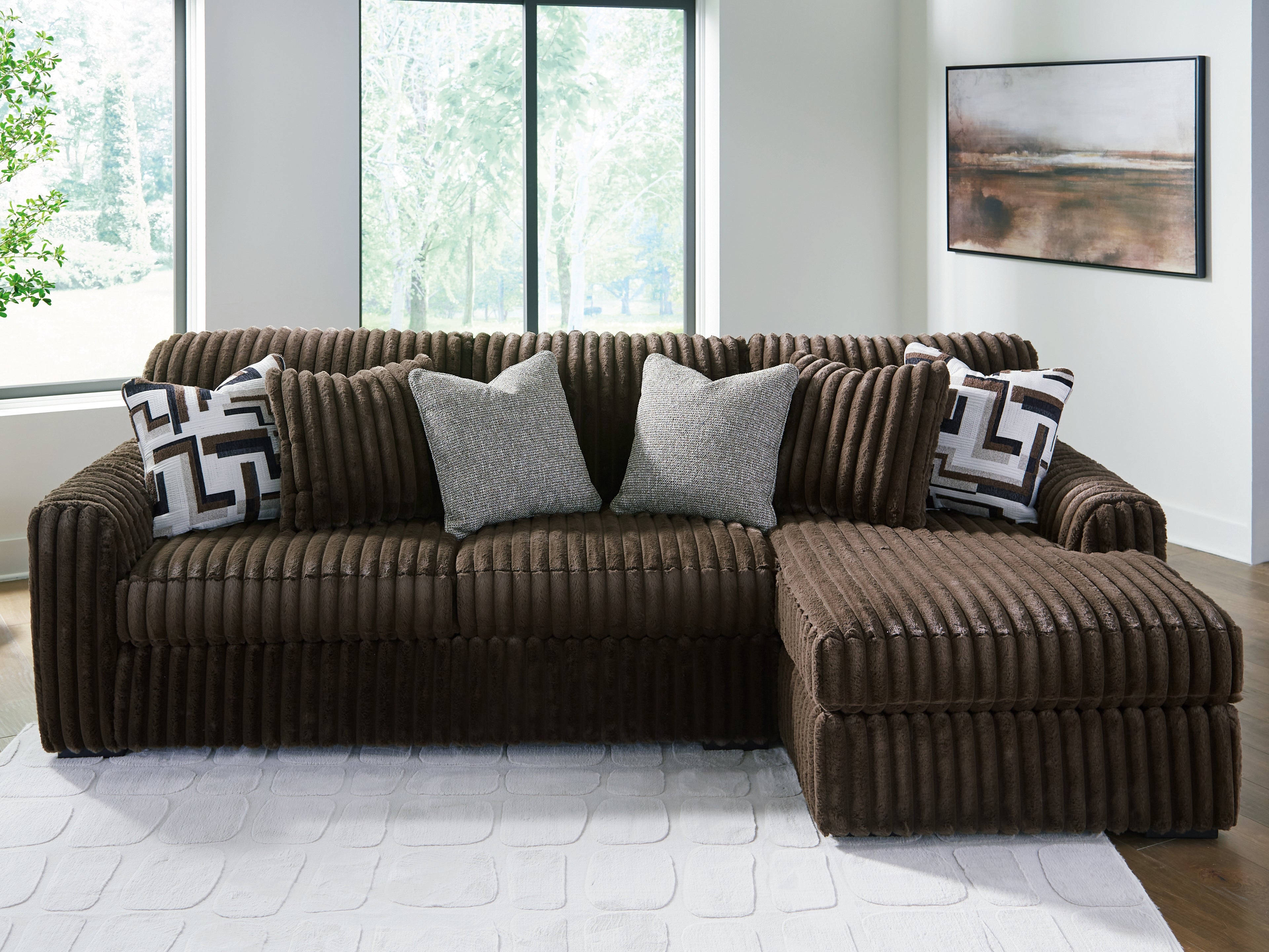 3 Brothers Decor - Ashley Furniture - Midnight-Madness Sectional - LAF 2-Piece Sectional Sofa with Chaise / Chocolate - 98104S2