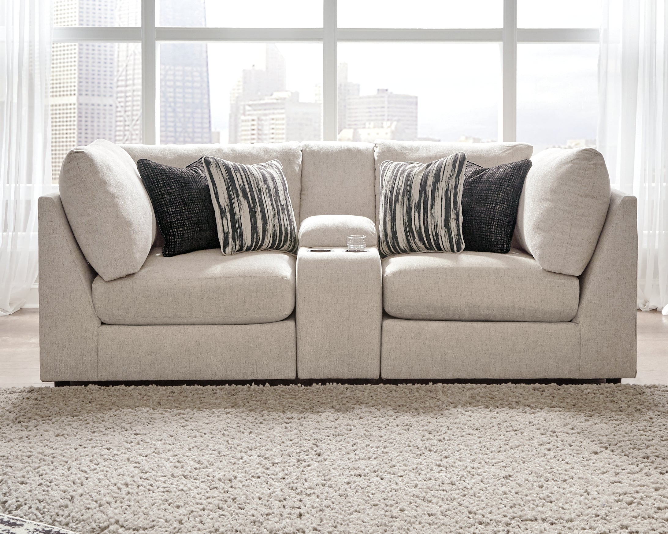 3 Brothers Decor - Ashley Furniture - Kellway Sectional - 3-Piece Sectional Loveseat / Bisque - 98707S8