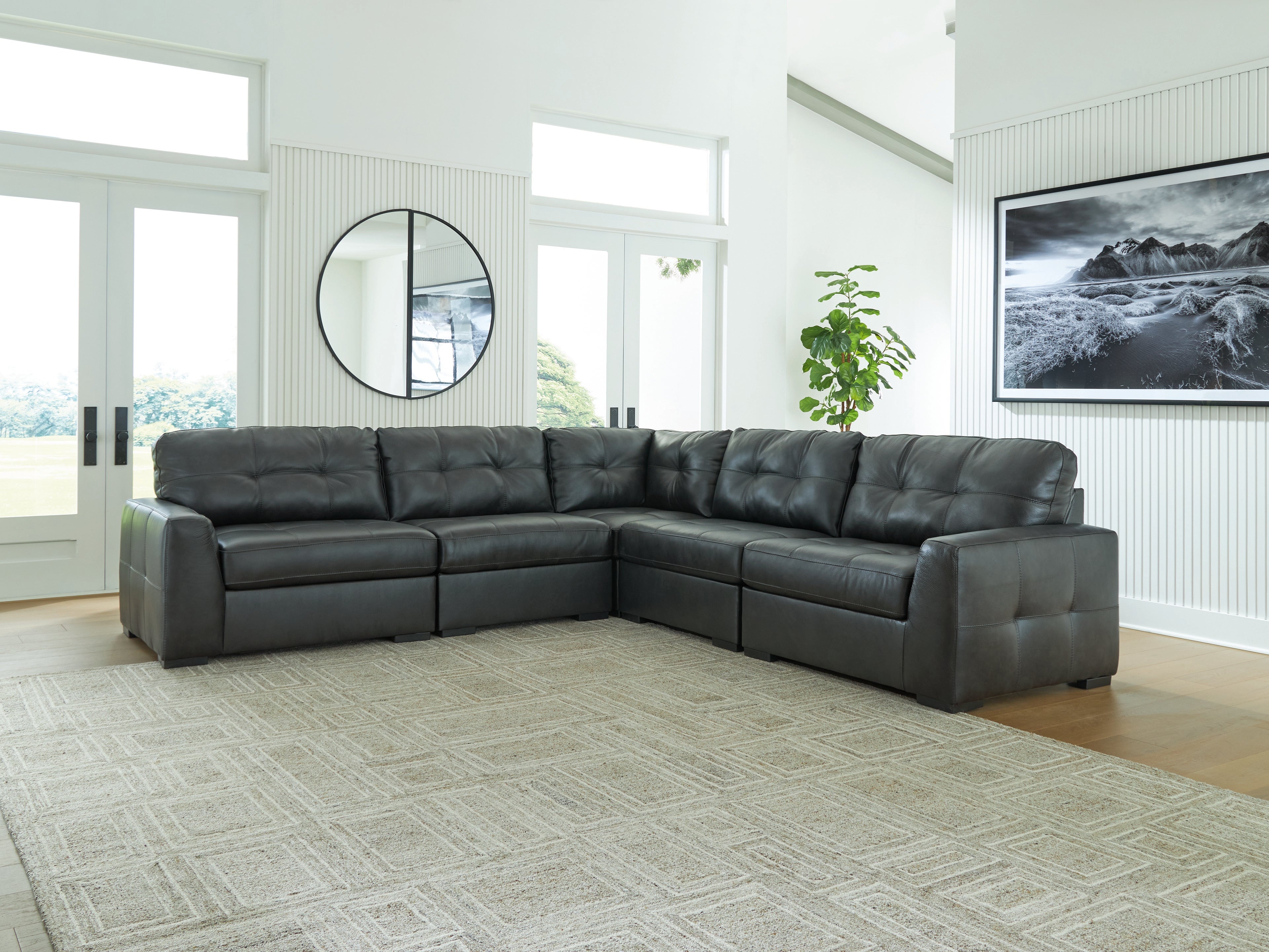 3 Brothers Decor - Ashley Furniture - Brindley Pier Sectional - RAF 5-Piece Sectional / Fog - 99503S3