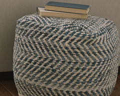3 Brothers Decor - Ashley Furniture - Chevron Pouf - Pouf / Blue - A1000445
