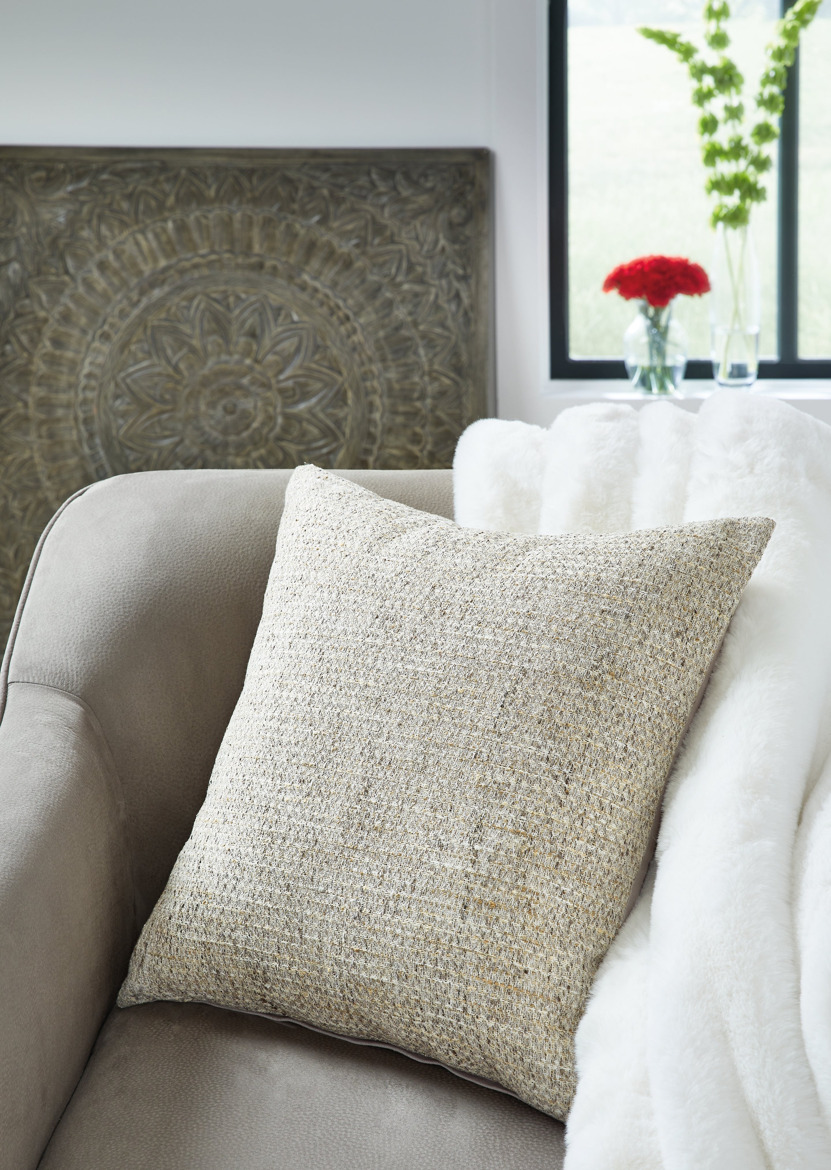 3 Brothers Decor - Ashley Furniture - Erline Pillows - Pillow (4/CS) / Cement - A1000895