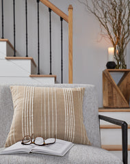 3 Brothers Decor - Ashley Furniture - Benbert Pillows - Pillow (4/CS) / Tan/White - A1000958