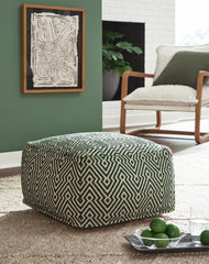 3 Brothers Decor - Ashley Furniture - Abacy Pouf - Pouf / Green/Ivory - A1001053