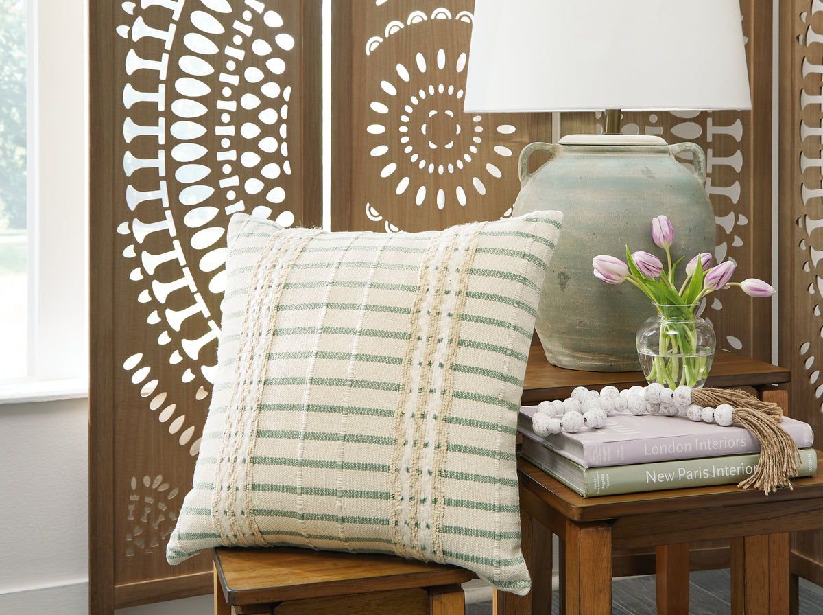 3 Brothers Decor - Ashley Furniture - Rowton Pillows - Pillow (4/CS) / White/Green - A1001072