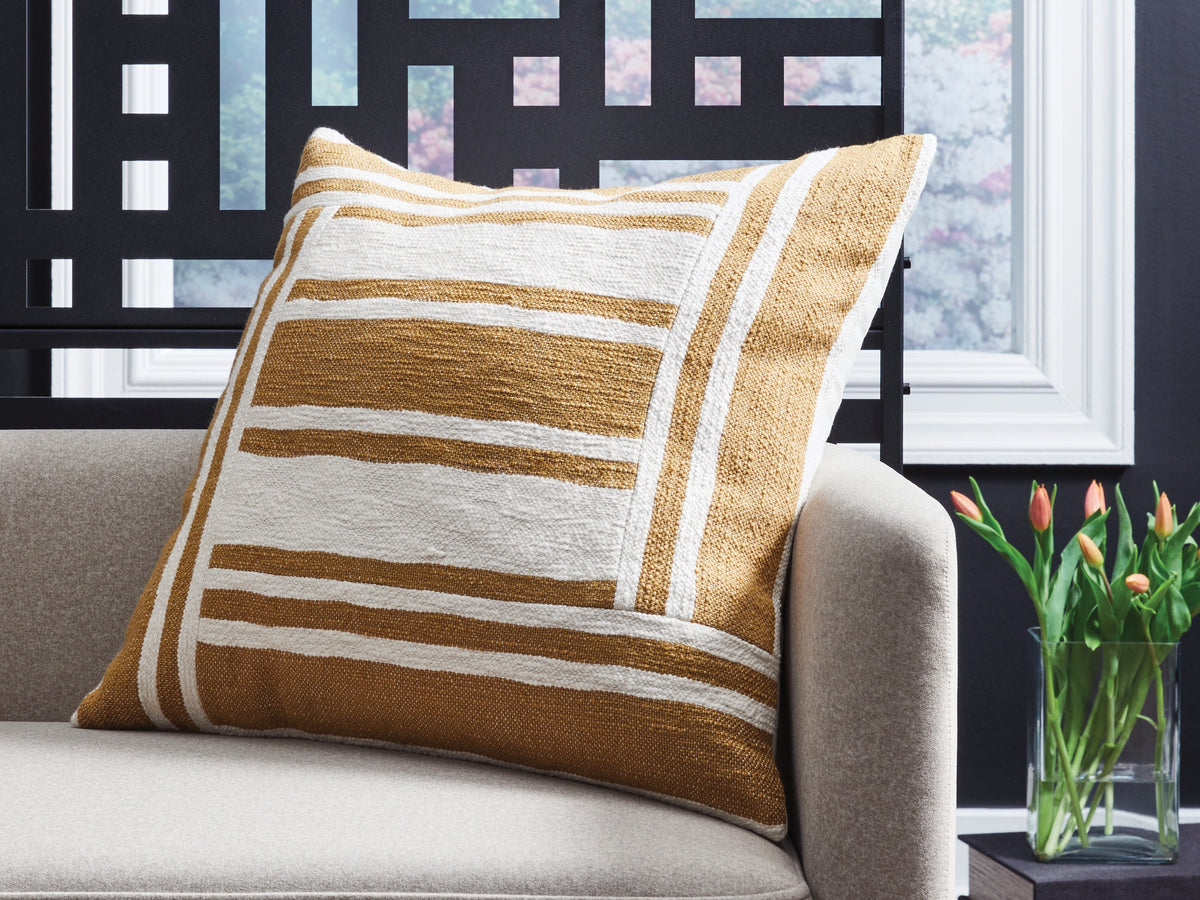 3 Brothers Decor - Ashley Furniture - Darrman Pillows - Pillow (4/CS) / Ochre/Ivory - A1001116
