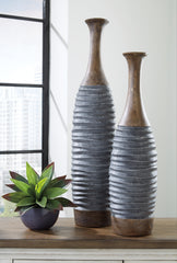 3 Brothers Decor - Ashley Furniture - Blayze Vase - Vase Set (Set of 2) / Antique Gray/Brown - A2000388