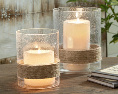 3 Brothers Decor - Ashley Furniture - Eudocia Candle Holder - Candle Holder Set (Set of 2) / Clear - A2000456