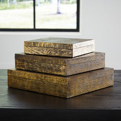 3 Brothers Decor - Ashley Furniture - Keldy Box (Set of 3) - Box Set (3/CN) / Antique Brass Finish - A2000490
