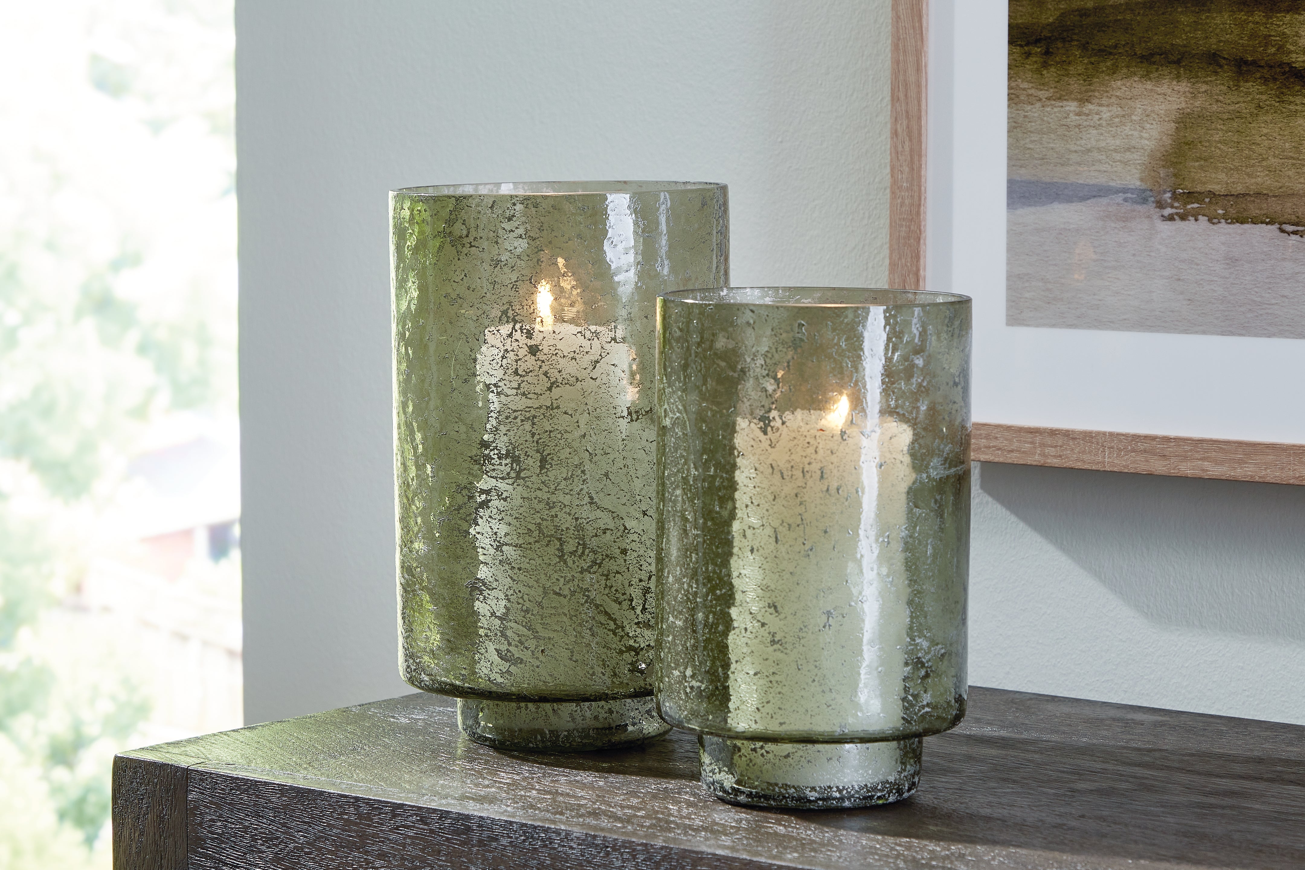 3 Brothers Decor - Ashley Furniture - Clarkton Candle Holder - Candle Holder Set (Set of 2) / Green - A2000623