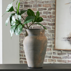 3 Brothers Decor - Ashley Furniture - Brickmen Vase - Vase / Antique Gray - A2000659