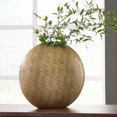 3 Brothers Decor - Ashley Furniture - Iansboro Vase - Vase / Antique Gold Finish - A2000697